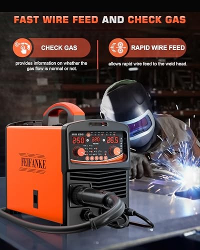 250A Aluminum MIG Welder 110V/220V 6-in-1 MultiProcess & TIG Welding Torch WP17V