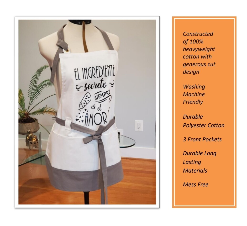 Apron for kitchen, garden and arts – personalized design, 3 pockets