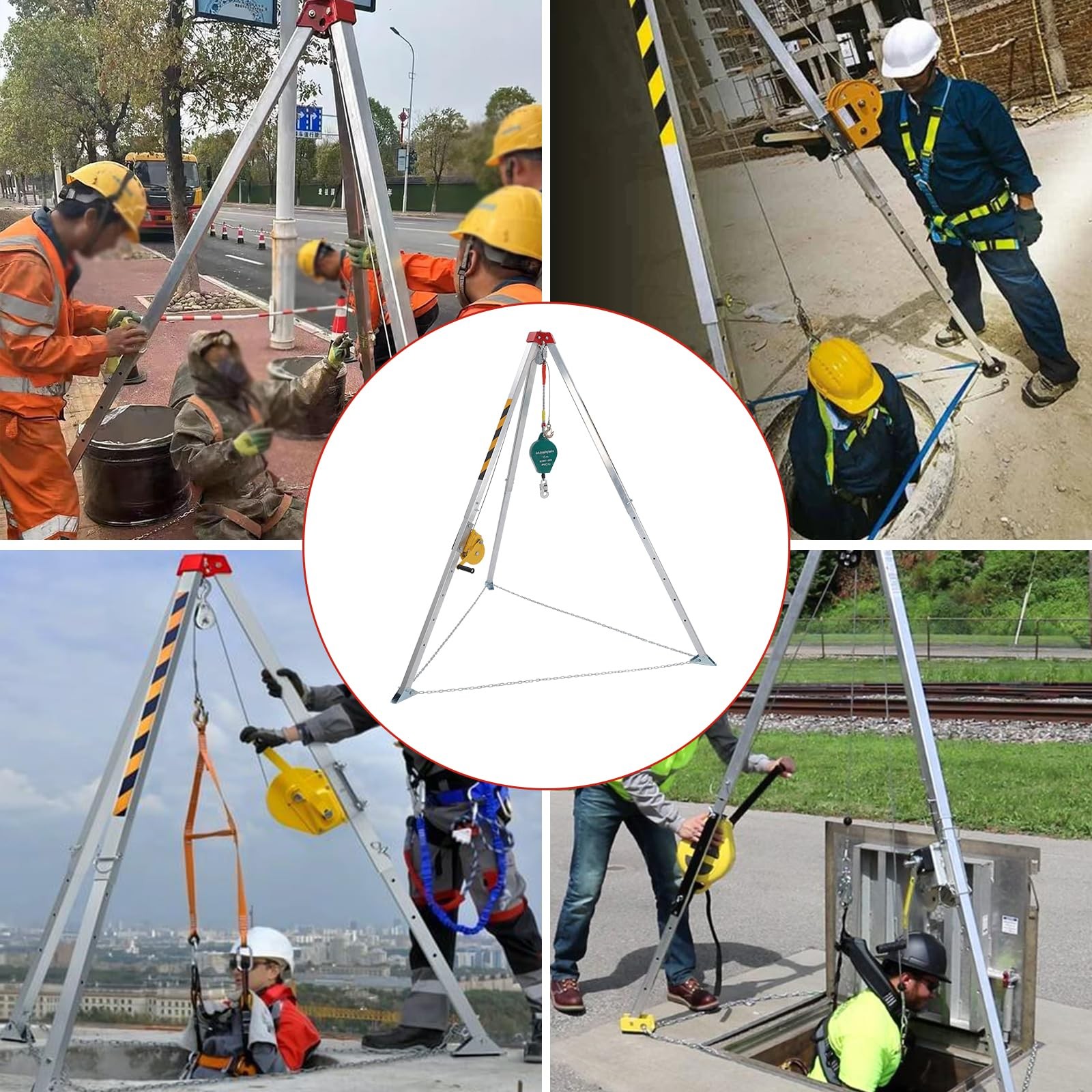 1200LBS Confined Space Tripod Kit w/ Lifting Winch & Fall Arrester Safety Device