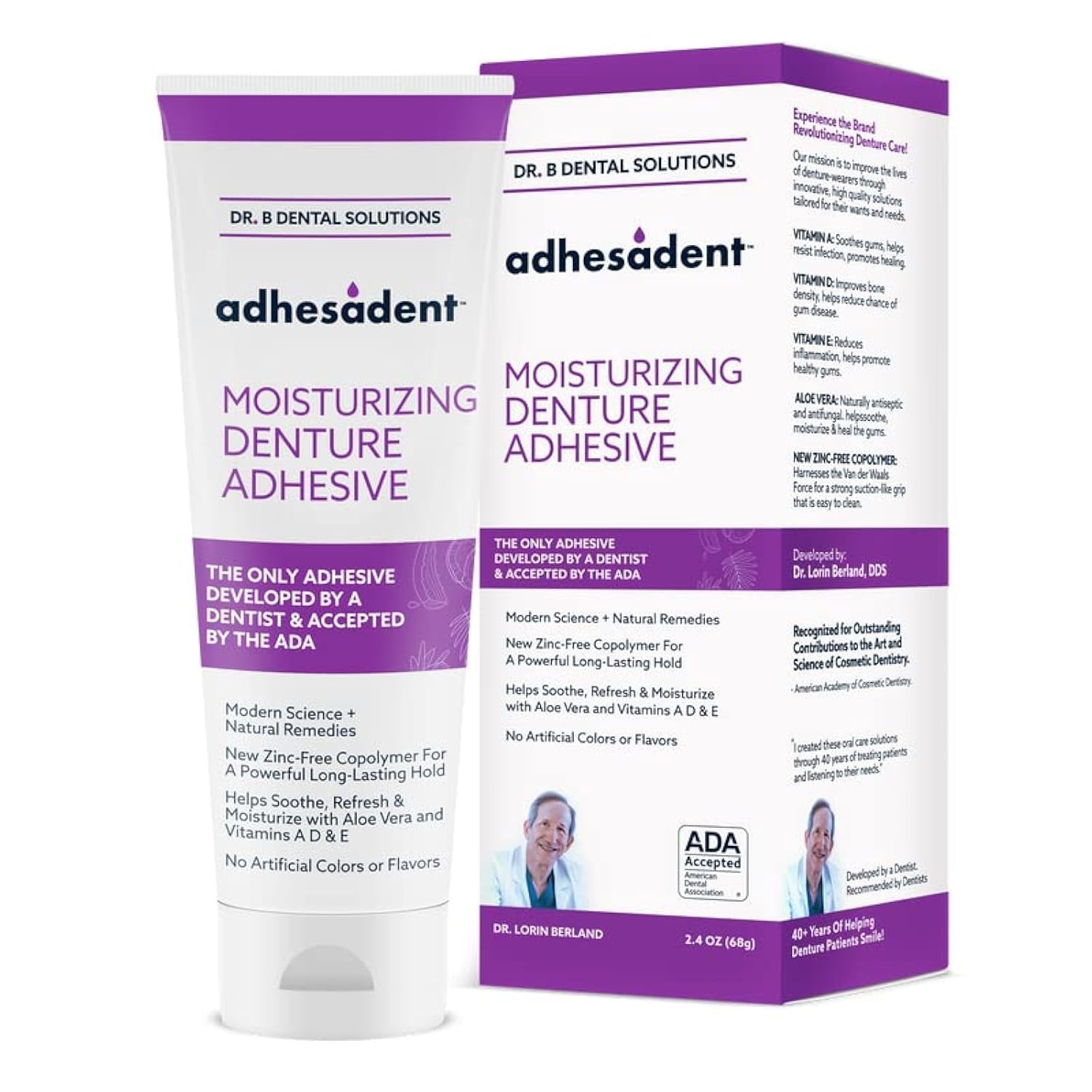 Dr. B Dental Solutions Adhesadent Moisturizing 2.4 Ounce (Pack of 2), Green