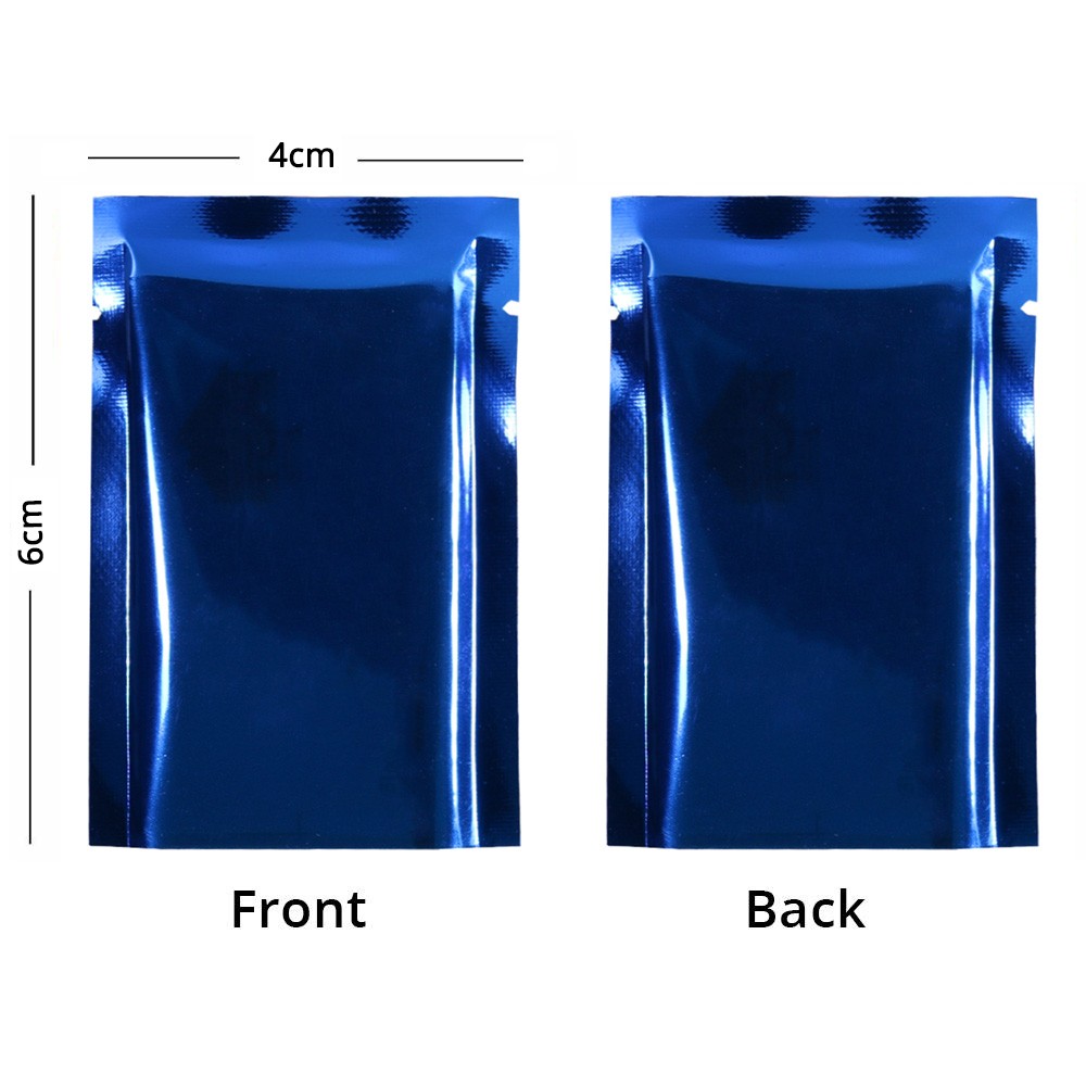Blue Metallic Empty Top Mylar Pouches Durable Sealable Packing Bag Various Sizes