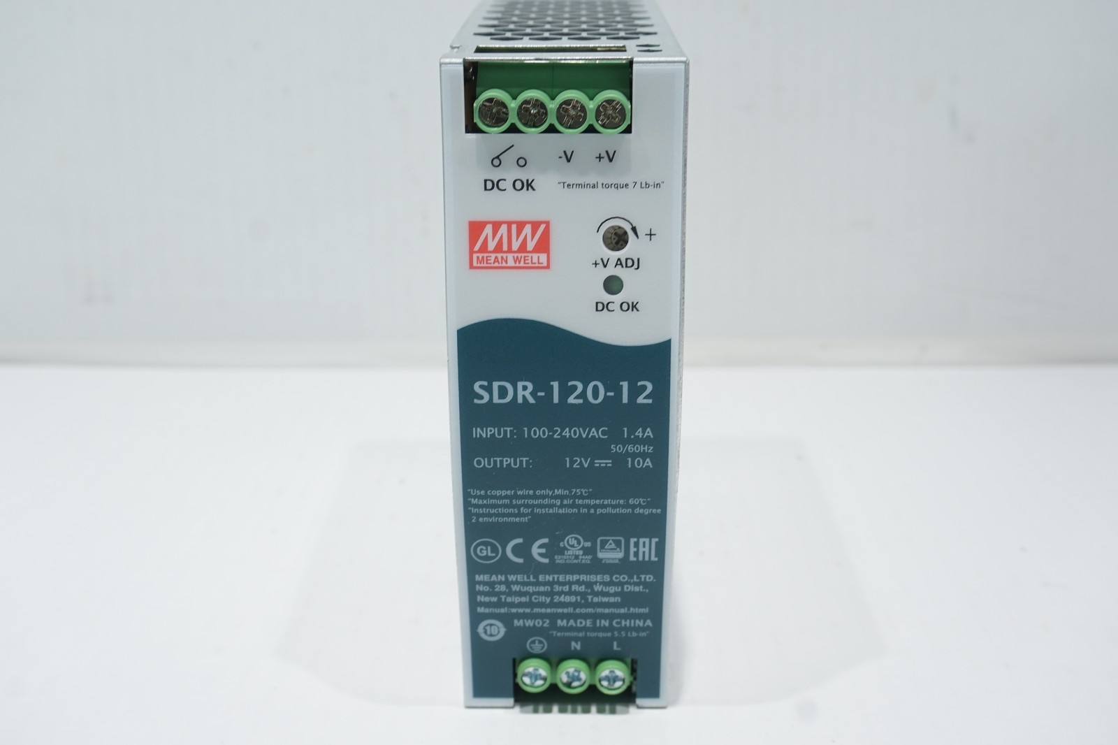 2 – MEAN WELL SDR-120-12 DIN RAIL MOUNT POWER SUPPLY (12V / 10A / 120W)