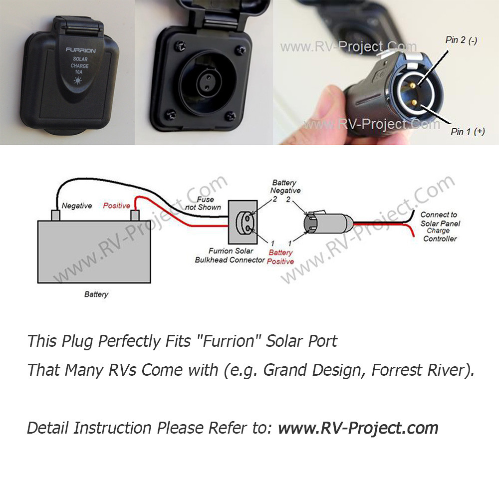 2 Pin Power Connector Male Plug Waterproof Fit RV Solar Port (LP-20-C02PE-01-001