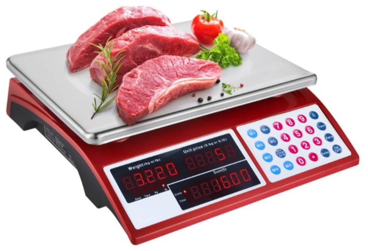 Báscula comercial digital 30 kg con cálculo de precio y doble pantalla LED