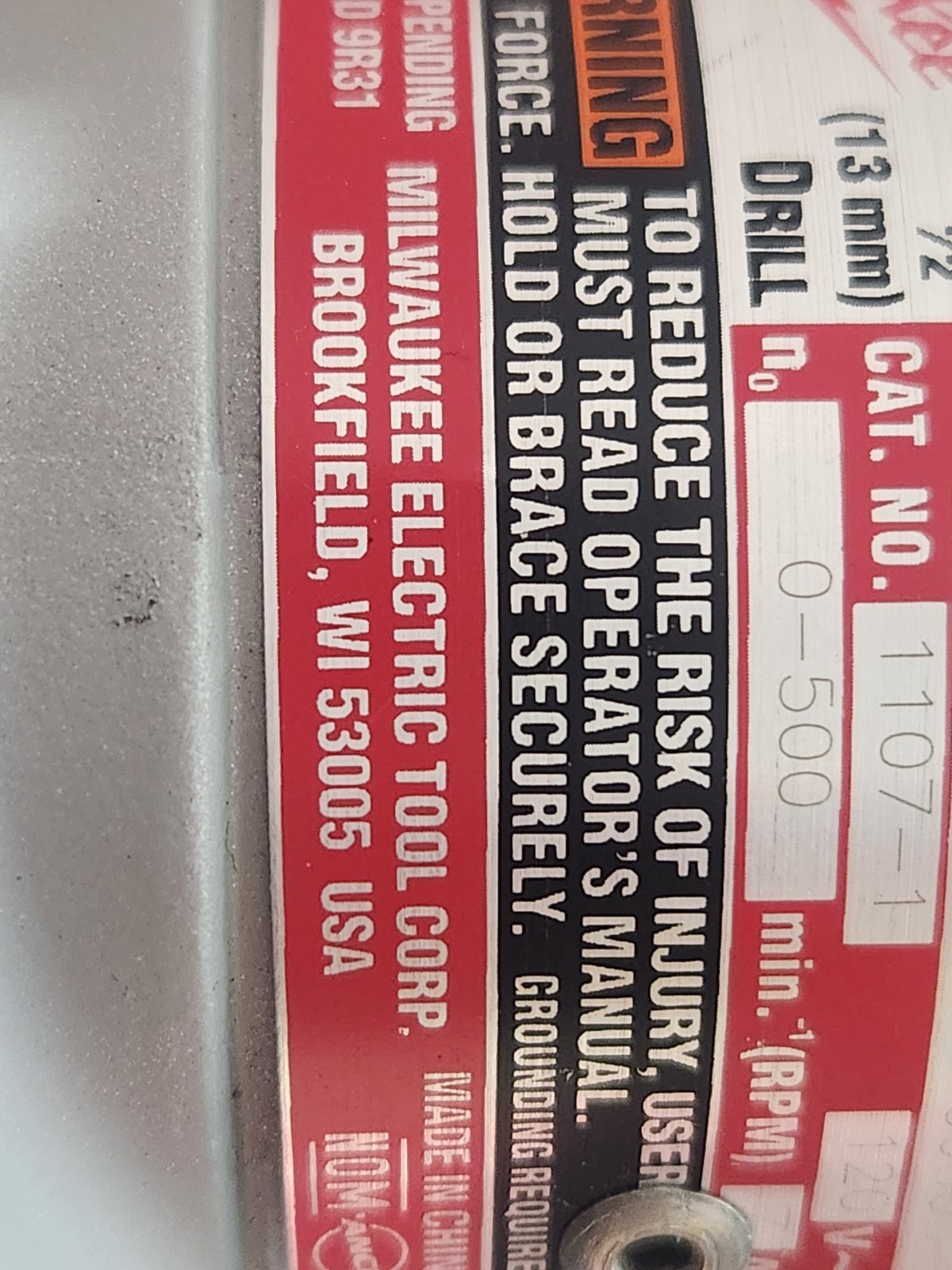 Milwaukee 1107-1 Right Angle Drill Fast Free Shipping Great Condition