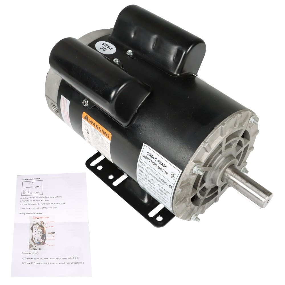 Compressor Duty Electric Motor 1Phase 3450RPM 56HZ Frame 7/8″ Shaft 230V 5HP USA