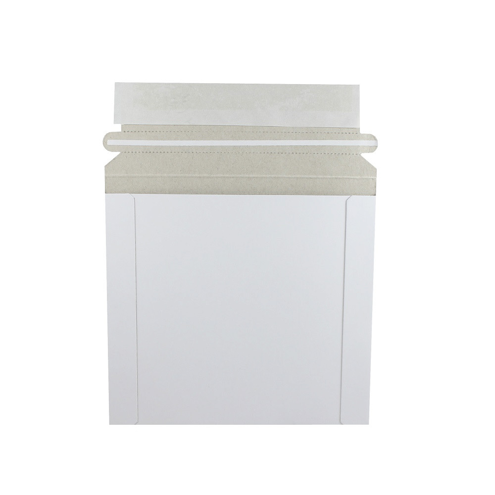 50 – 6 3/8″ x 6″ Self Seal Rigid Stay Flat White Cardboard Mailers 400 GSM