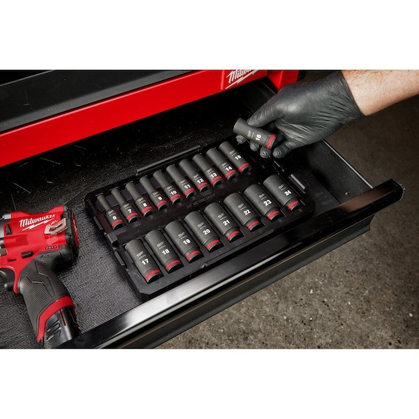 Milwaukee Tool 49-66-6816 19 Pc. Shockwave Impact Duty 3/8″ Drive Metric Deep