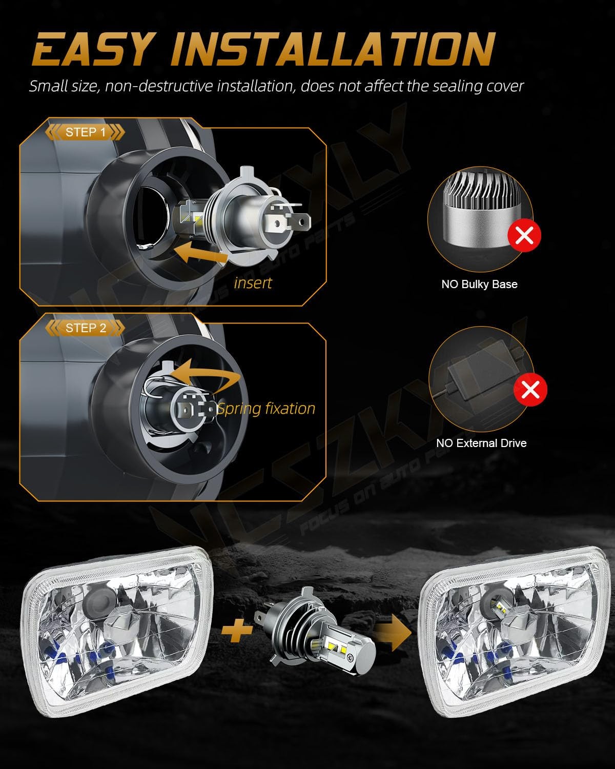 5×7 7×6 LED Headlights High Low Beam DOT Approved for International 9400i SBA