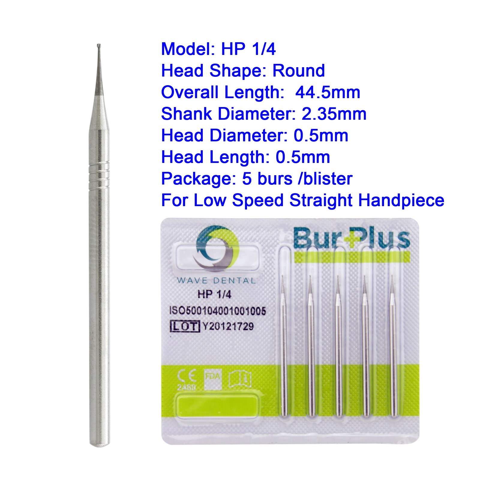 Wave Dental HP Burs Carbide Round HP 1/4 6 8 Long Straight Low Speed Bur 44.5m