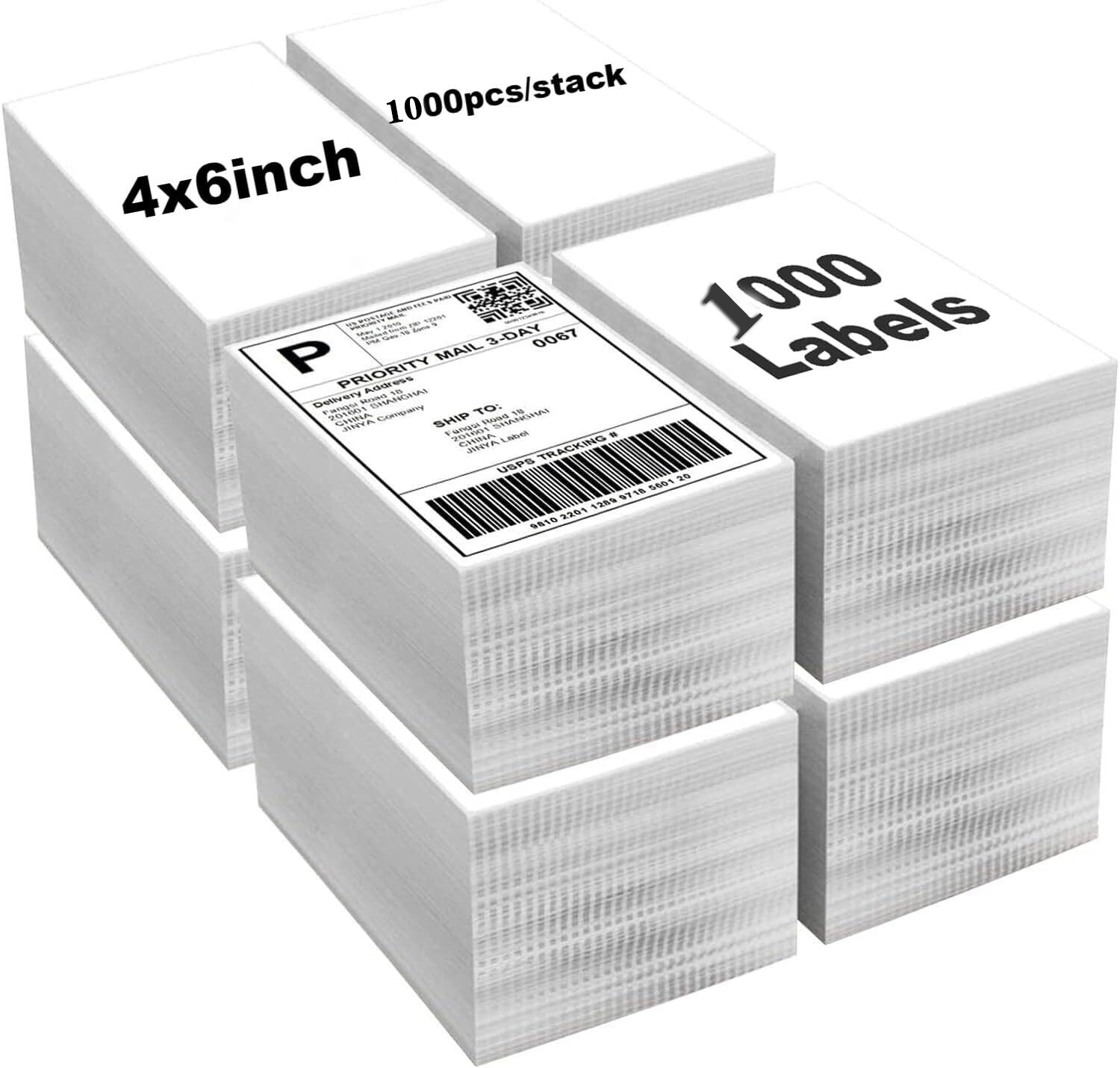 1000/Stack 4″x6″ Fanfold Direct Thermal Shipping Labels Zebra & Rollo Printers