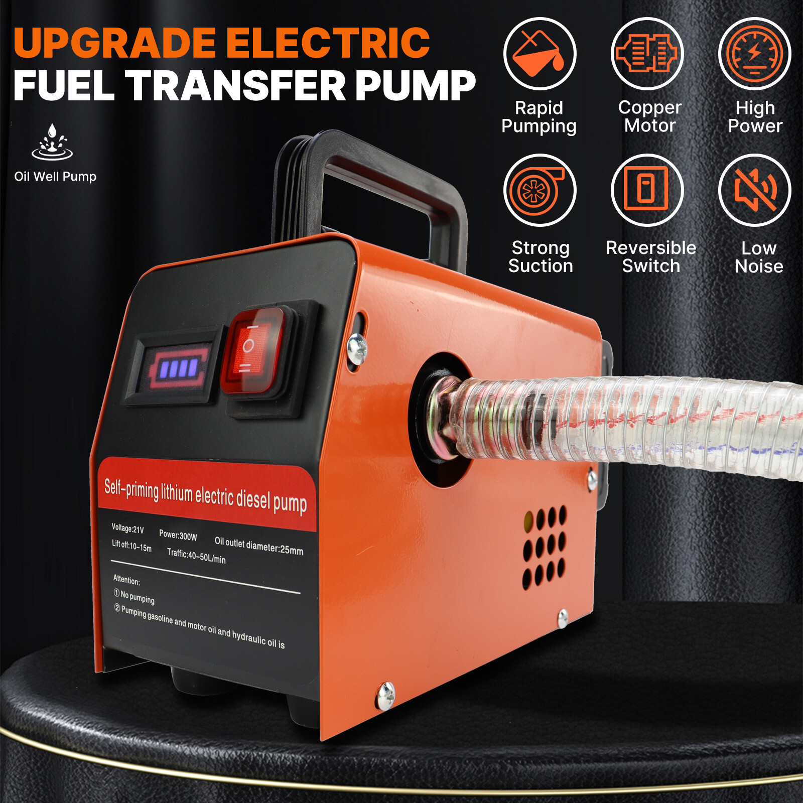 Fuel Transfer Pump for Diesel Kerosene 300W Self Priming Oil Change Pump 13GPM