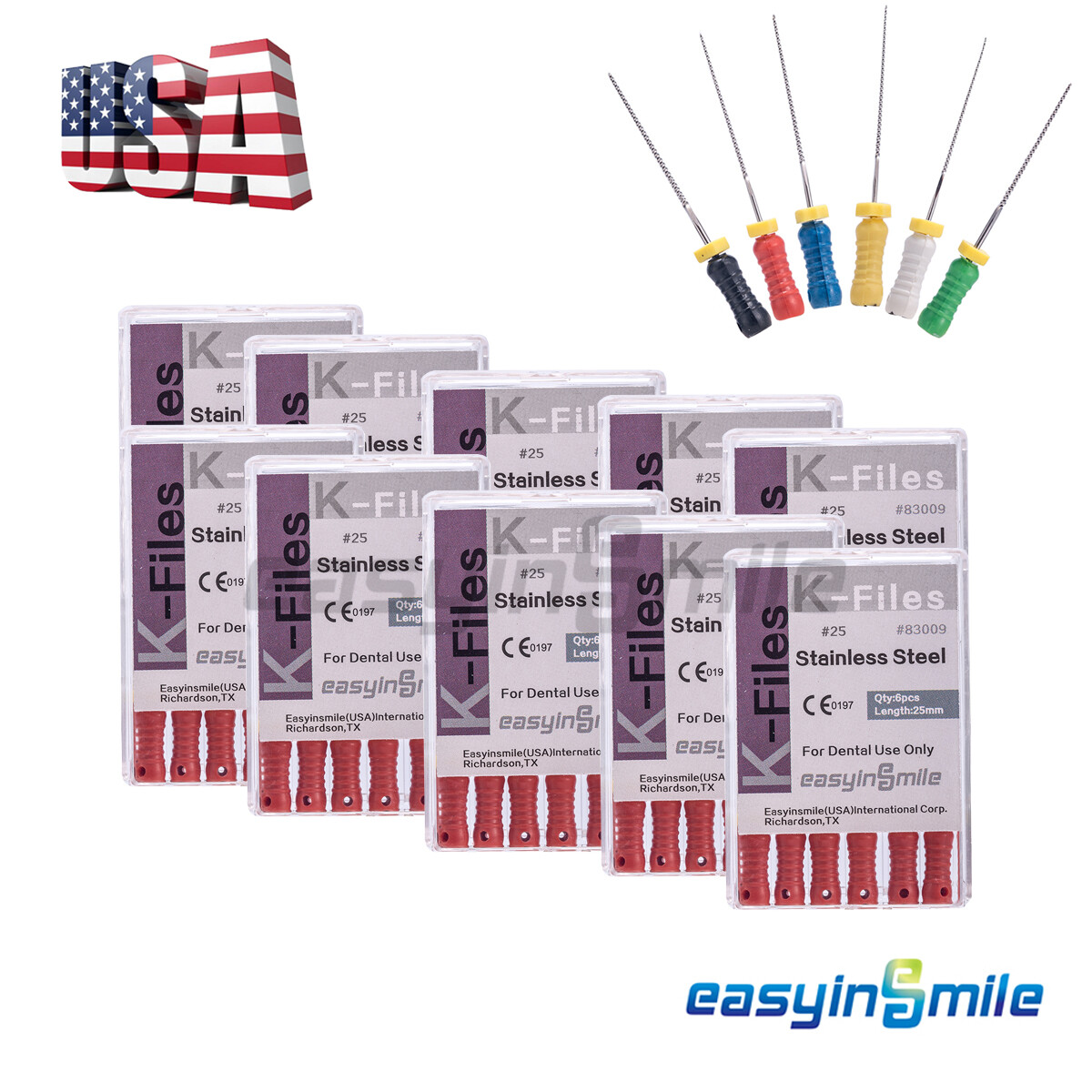 10x Dental K-Files Endo Hand Files Root Canal Stainless Steel 25mm 6/8/10/15-80