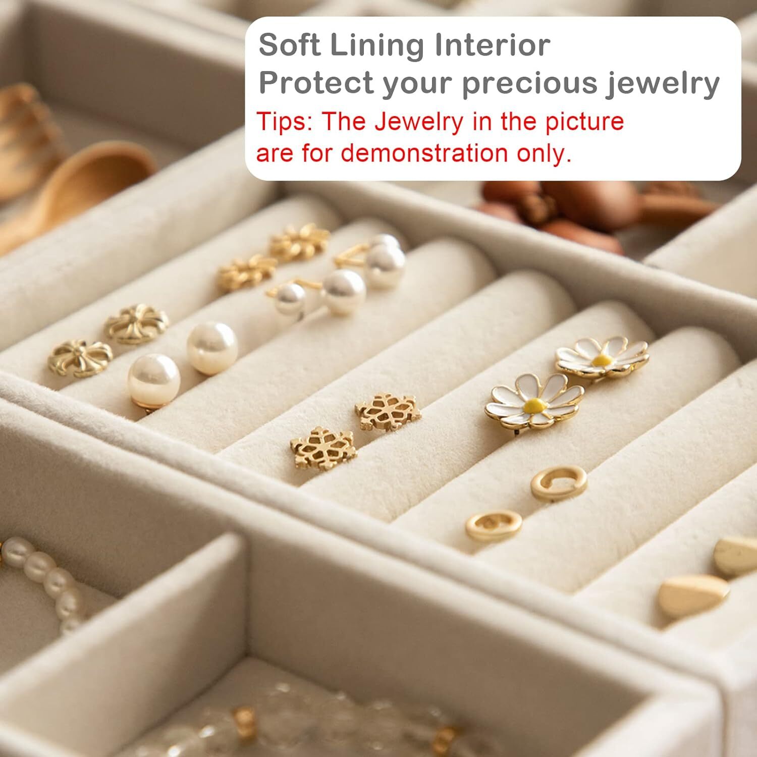 Set of 8 Stackable Jewelry Organizer Trays,Jewelry Drawer Beige