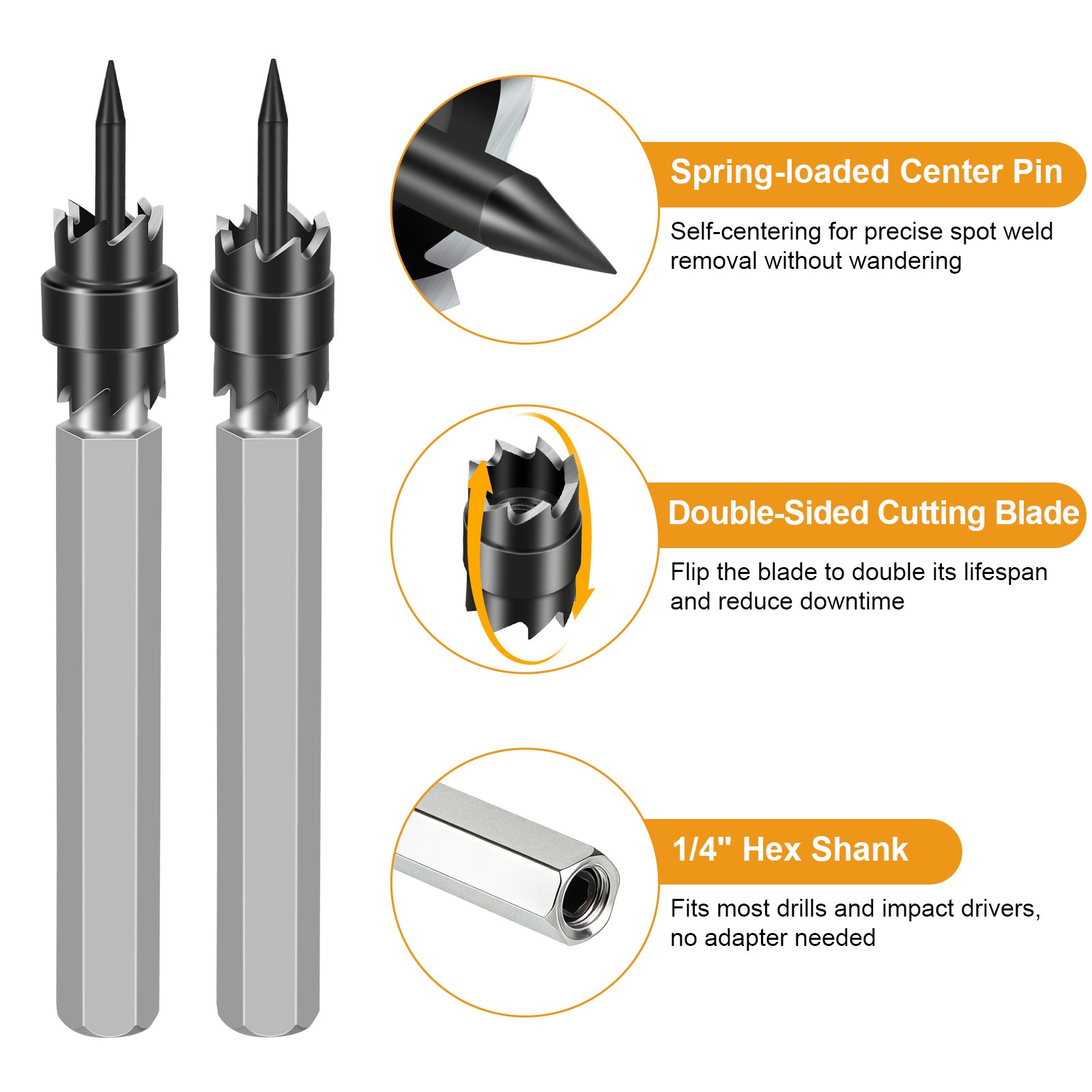 13x Spot Weld Cutter Set Double Sided 3/8″ 5/16″ Spot Welding Remover Drill Bits