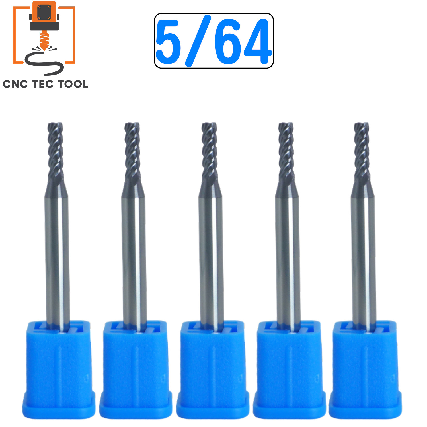 5 PCS 5/64″ 4 Flutes Square Carbide End Mill Bit AlTiCrN Coated HRC 50