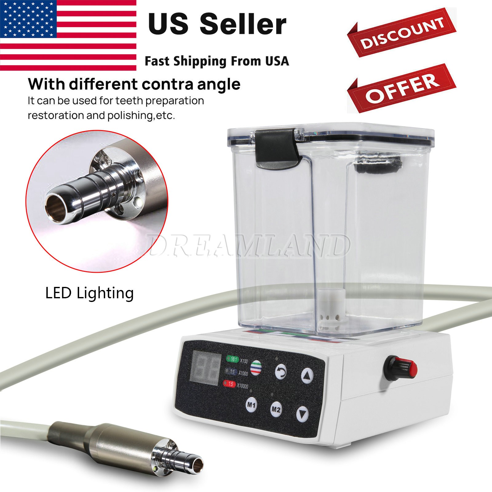 Dental Brushless LED Electric Motor Water Tank fit E type 1:5 1:1 LED Handpiece