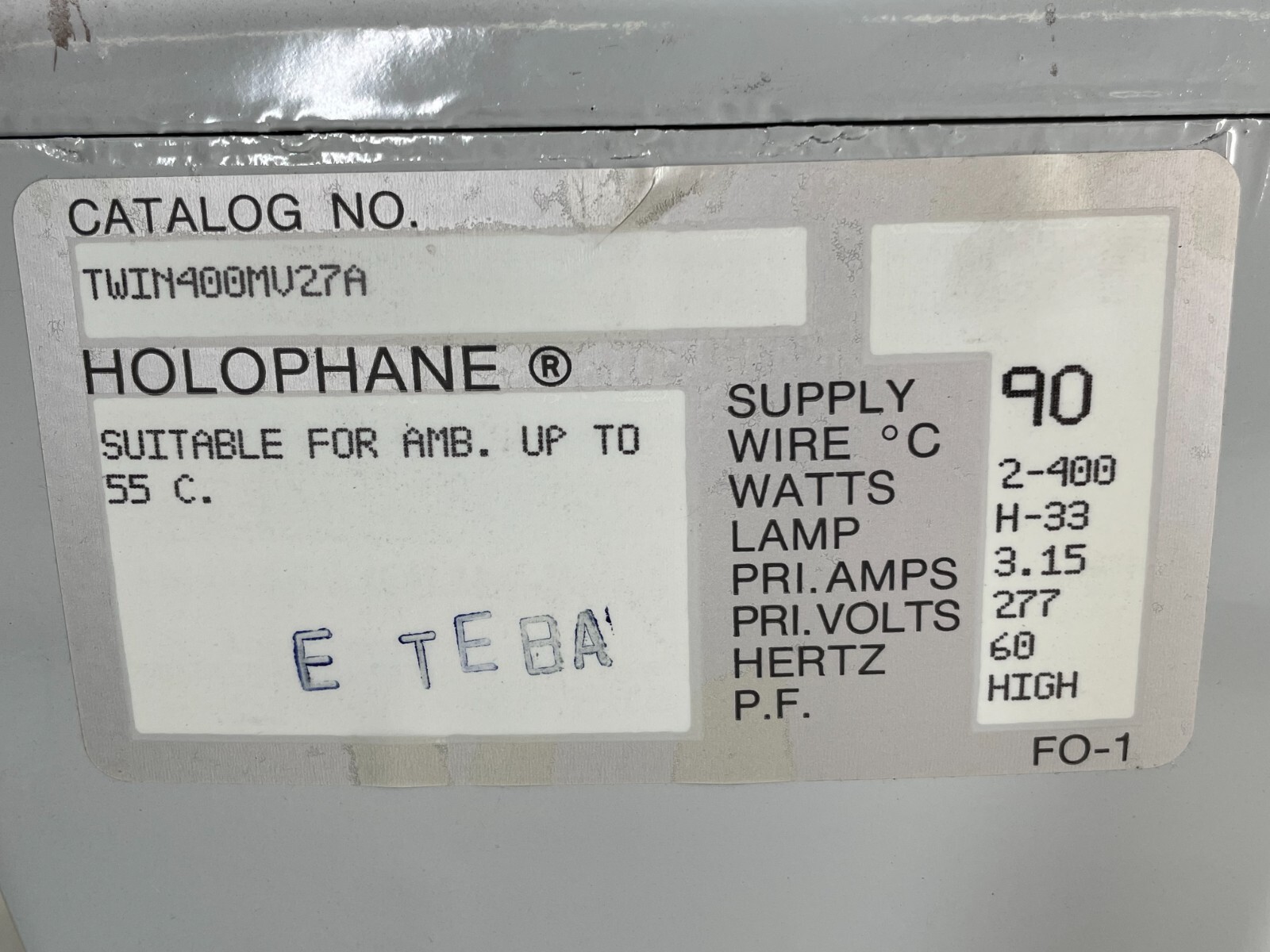 HOLOPHANE TWIN-400MV-27-A Twin Series High Bay, 277V, (2) 400W, 60Hz