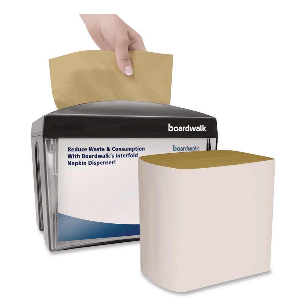 Boardwalk 6000INTK 6.3 in. x 8.5 in. 1-Ply Interfold Napkins – Kraft (12/CT) New