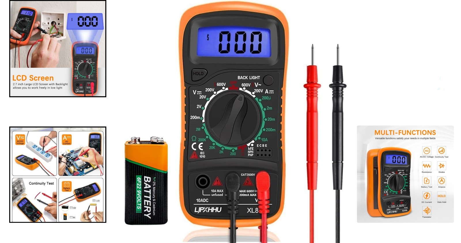 Digital Multimeter with 2000 Counts and Backlit LCD – Accurate Voltage Testing