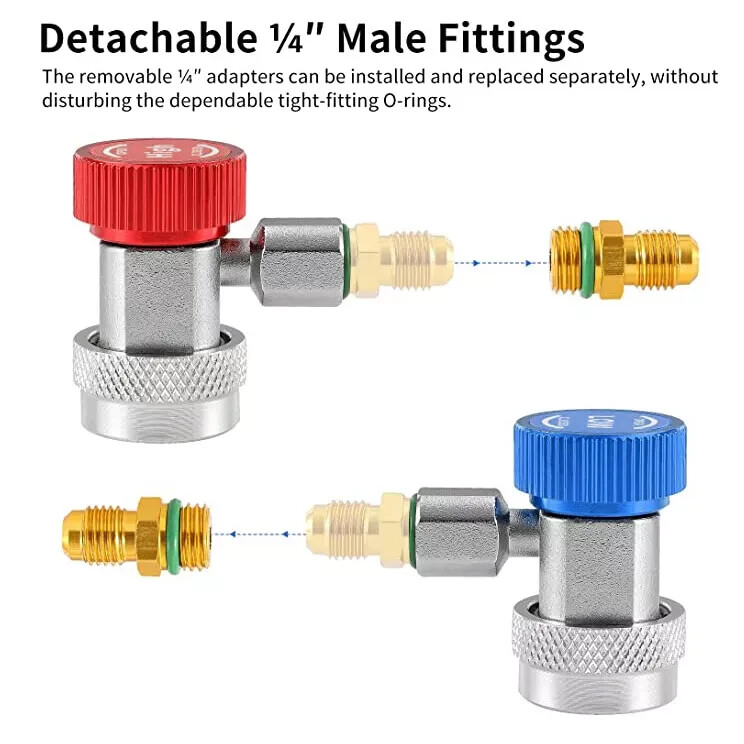 2Pack R134A Quick Connector Adapter Coupler Auto AC Manifold Gauge Low/High HVAC