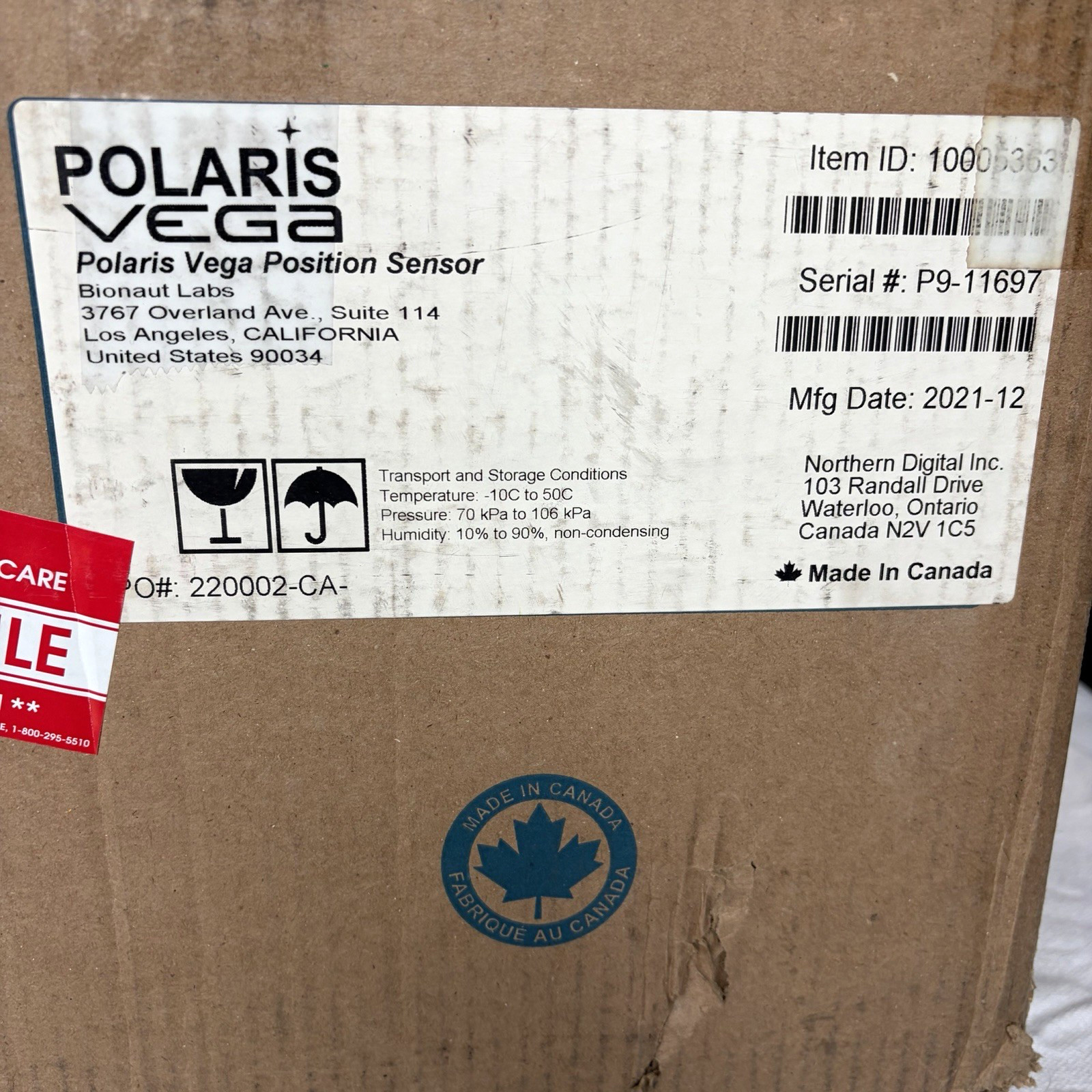 NDI Polaris Vega ST Position Sensor Optical Tracker 10005363 – 2021-12