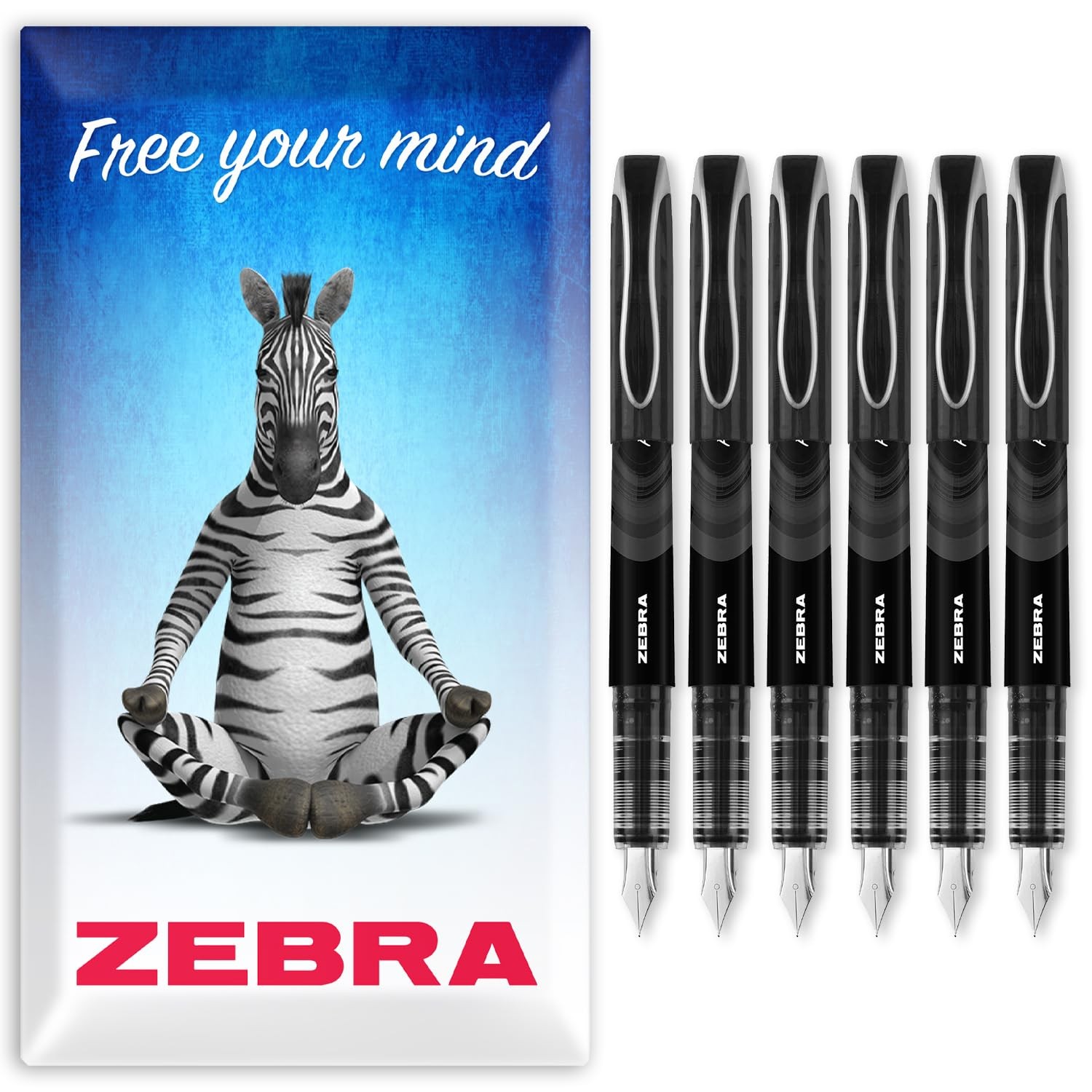 ZEBRA Fuente – Disposable Fountain Pen – Black Ink 6 Count (Pack of 1),