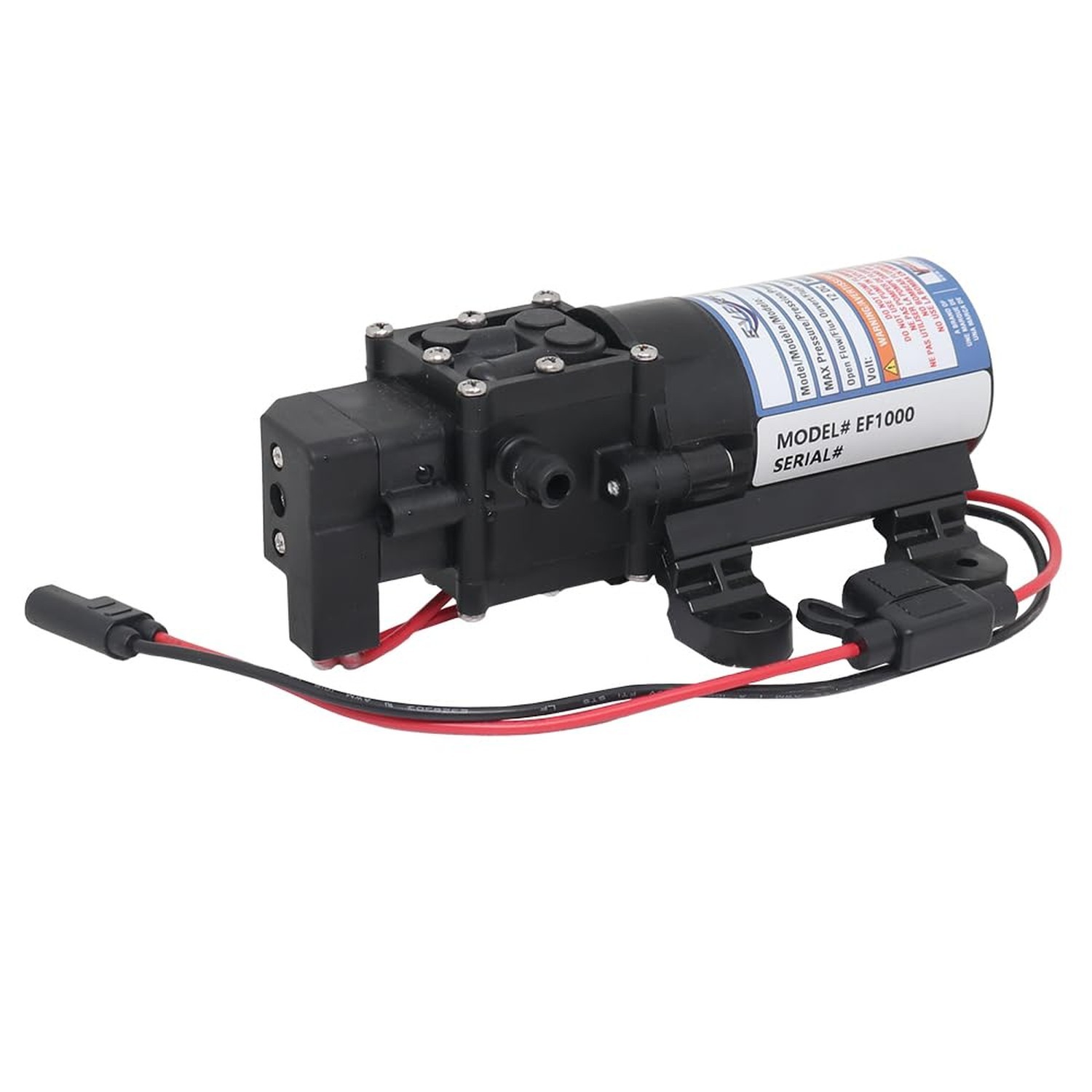 Everflo EF1000-BOX 12V Diaphragm Pump with 3/8″ Hose Barb Ports, 1.0 Gpm