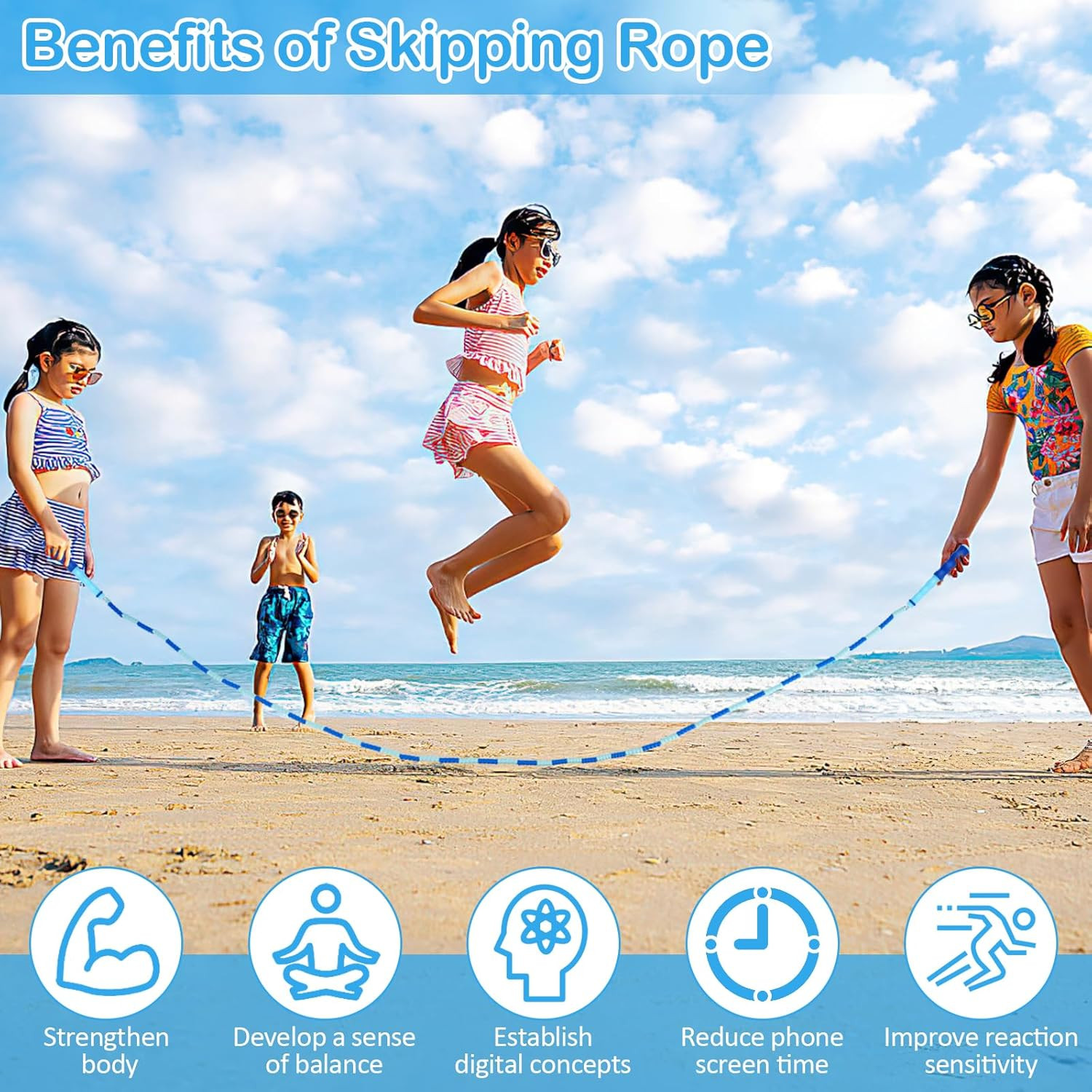 Jump Rope for Kids, Adjustable Jump Ropes for 4 5 6 7 8 10 12, Tangle Free Jumpi