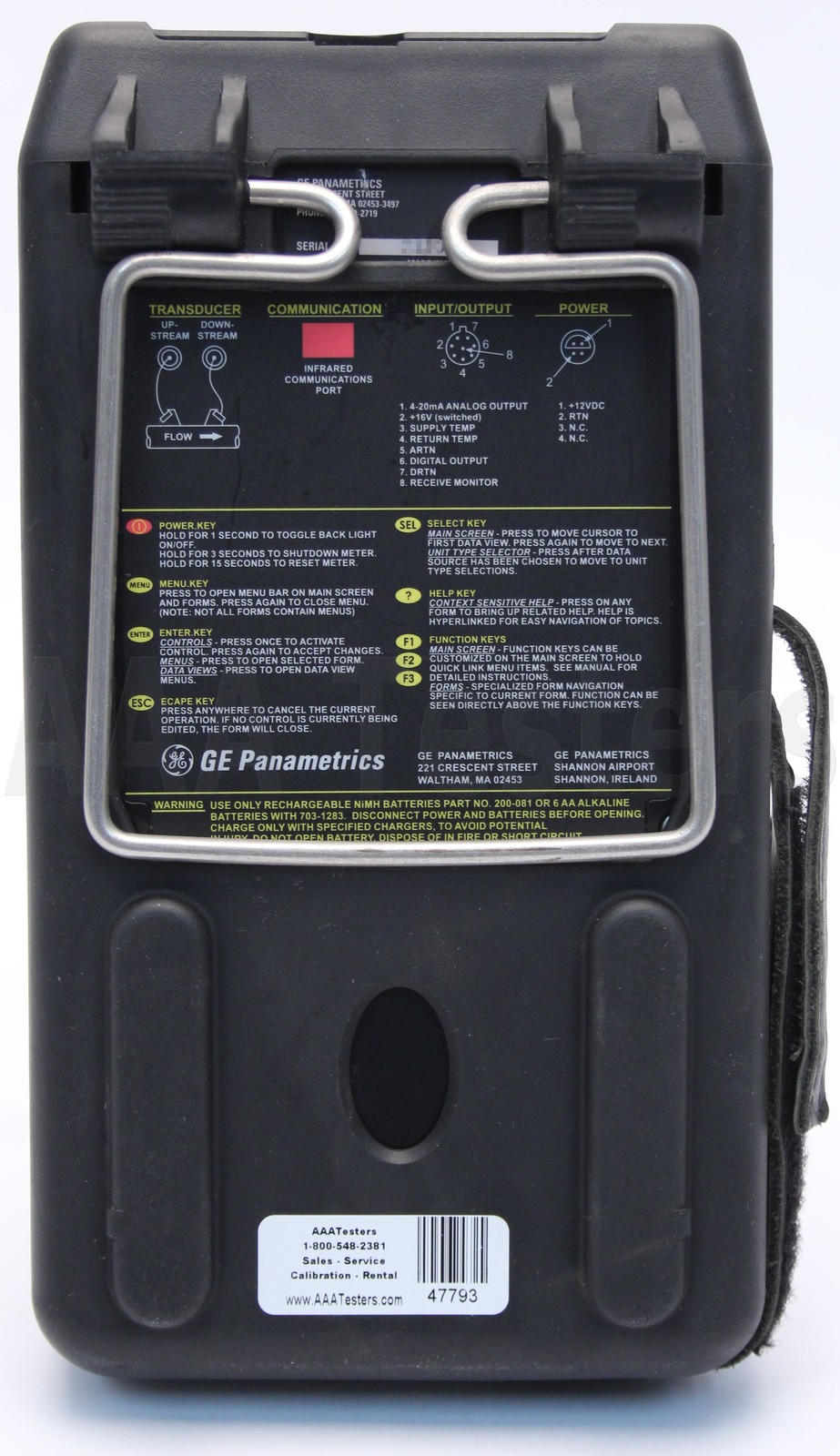 GE Panametrics PT878 Handheld Ultrasonic Flowmeter PT 878