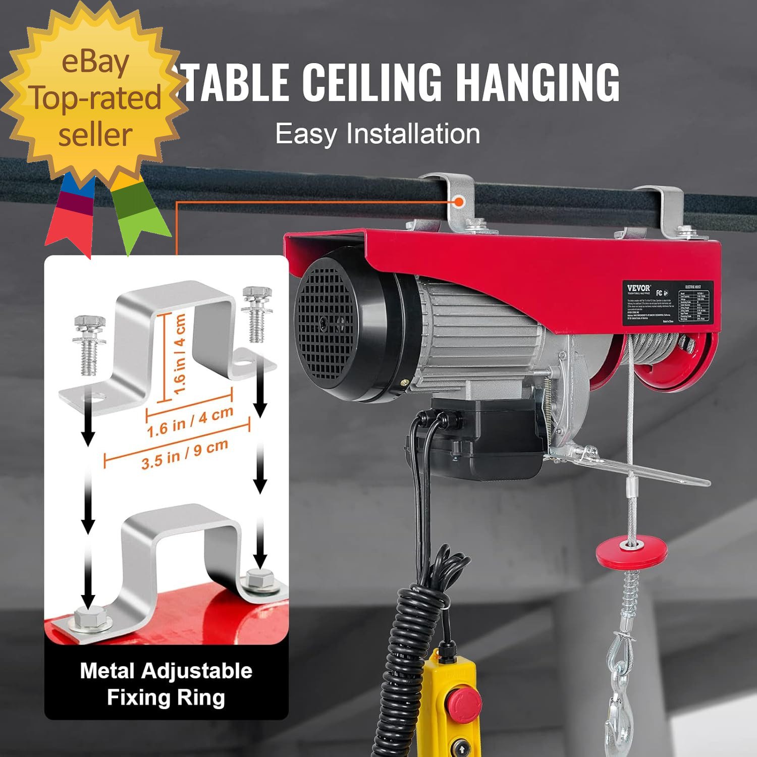 Electric Hoist with Remote Control, 440 Lbs Material Handling Tool, 110V Electri