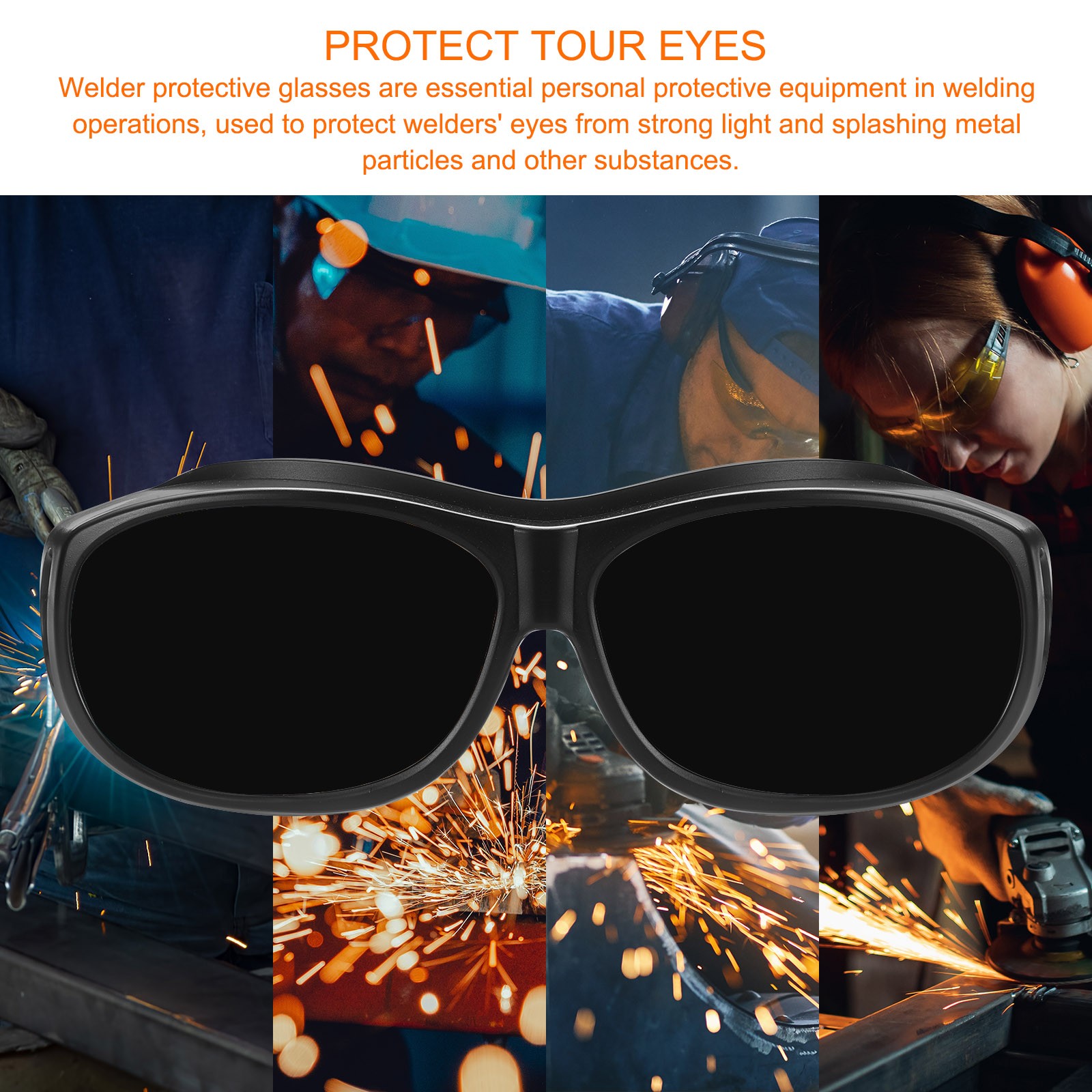 Welding Glasses IR Shade 8 CE Certified Protective Glasses Wrap-Around Lens