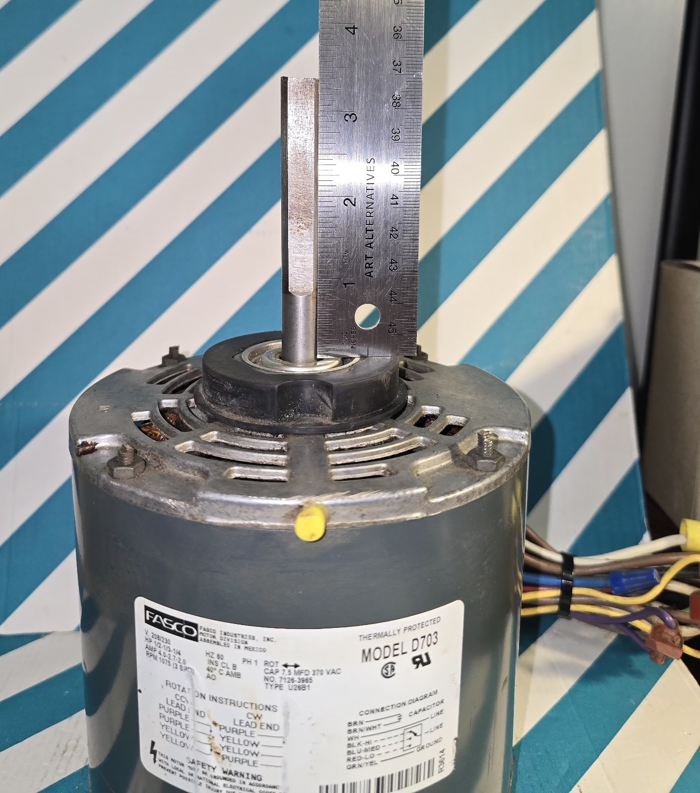Direct Drive Blower Motor D703 FASCO 1075 RPM 1/2 HP TIPE U26B1. TESTED