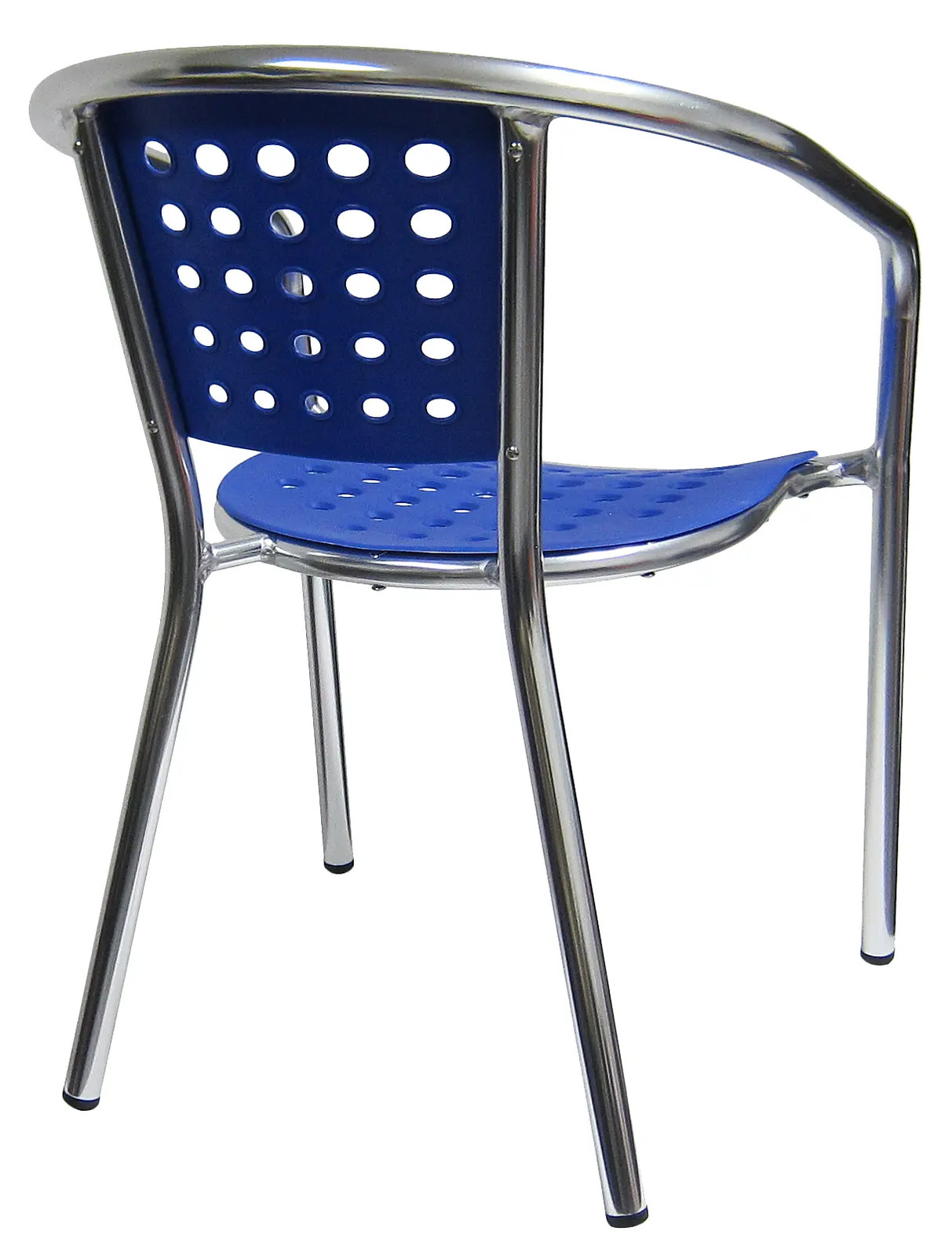 H&D Commercial Seating Stackable Aluminum Patio Chair w/ Blue Polyproylene Seat