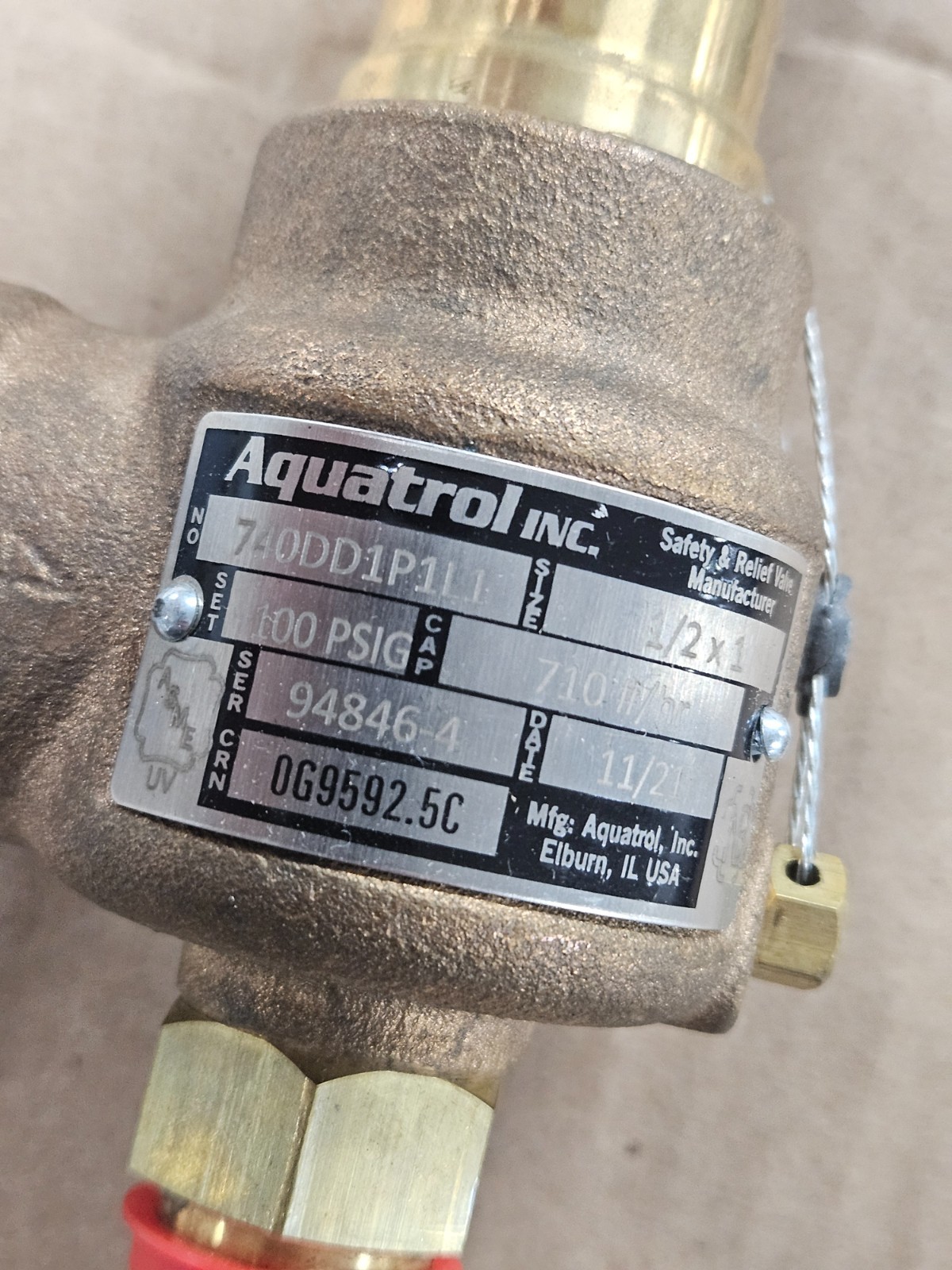 Aquatrol Safety Valve 740DD1P1L1 100psi 1/2″ x 1″