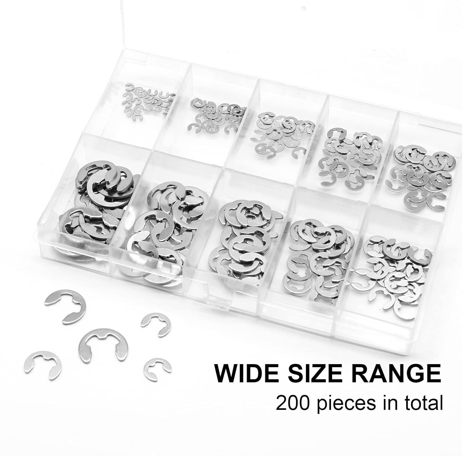 Versatile Steel E-Clip Circlip Assortment – 1.5mm to 8mm Sizes for Fastening