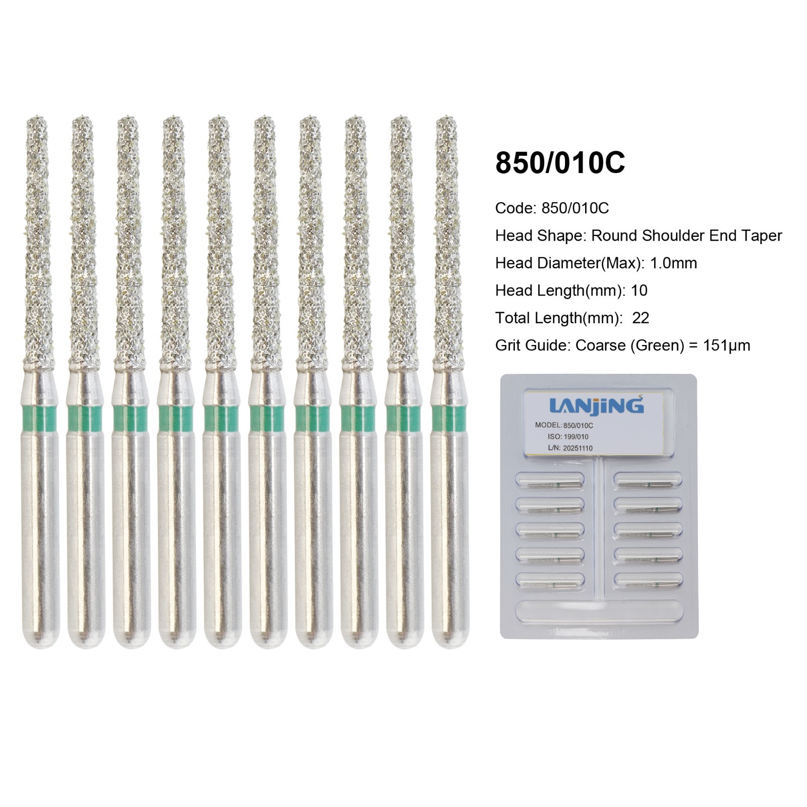 Dental Diamond Bur FG Round End Taper Football Flame Pear Coarse Fine High Speed