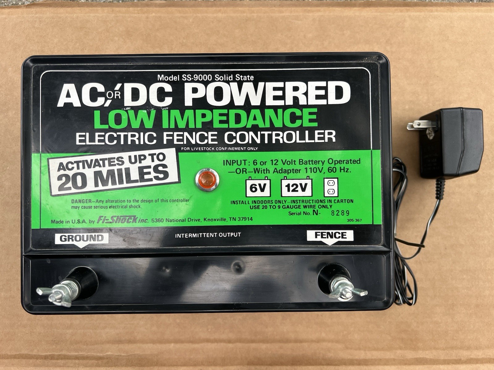 Fi-Shock SS-9000 Low Impedance 20 Mile Intermittent Electric Fence Controller