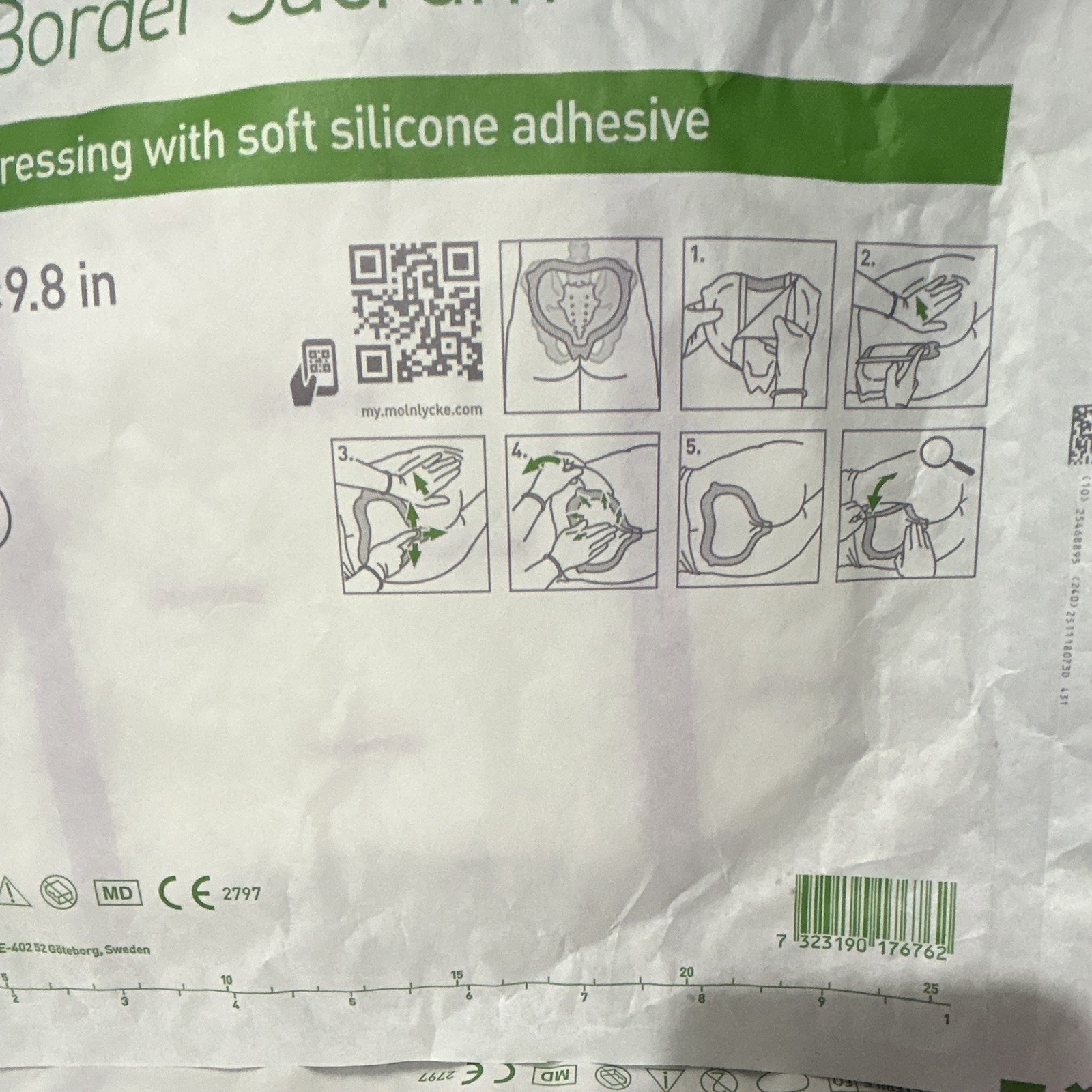 2 pcs Mölnlycke Mepilex Border Sacrum Foam Wound Dressing 22x25cm (MPN 282455)