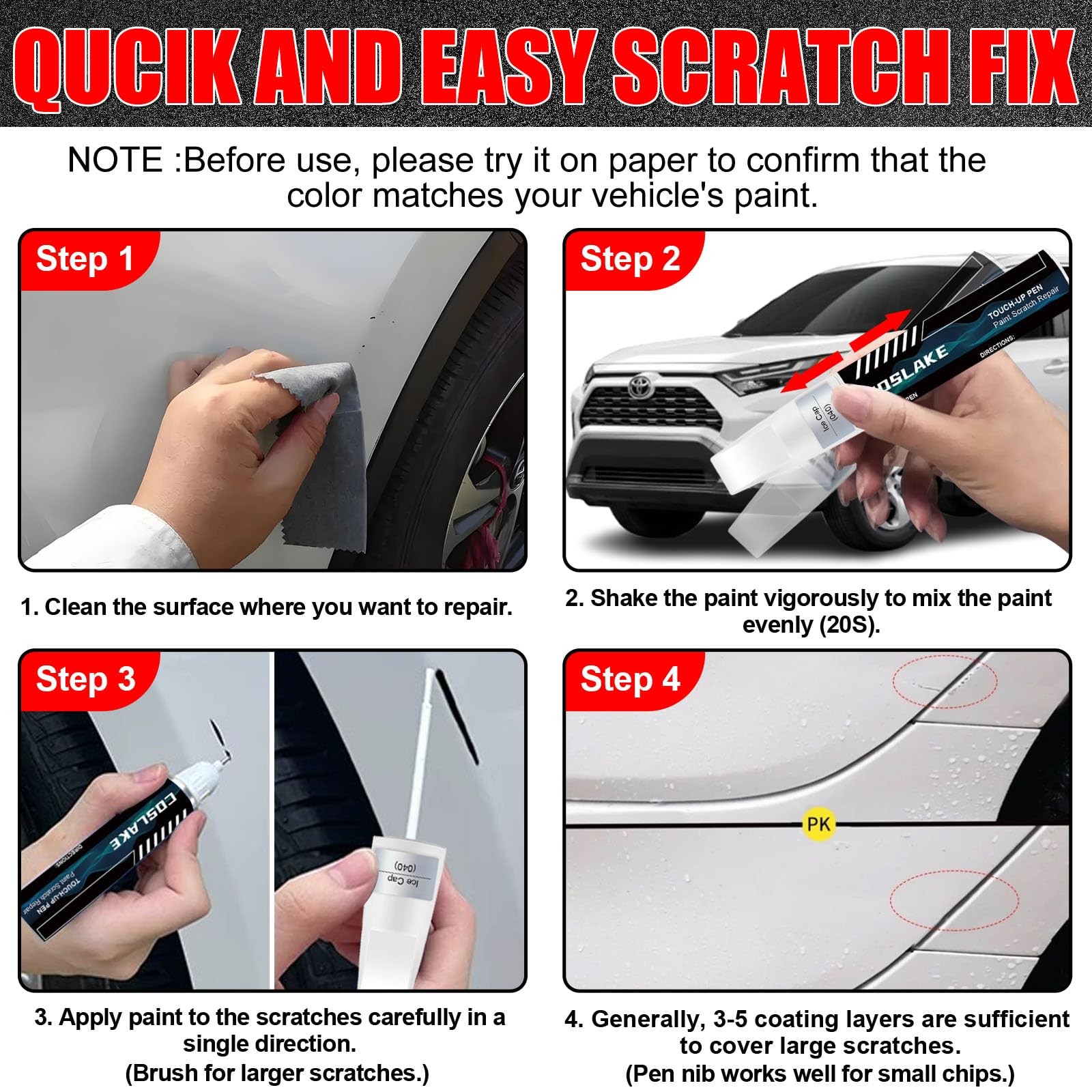 Car Touch Up Paint(Midnight Black Metallic(218)) for Toyota, Car Paint Scratc…