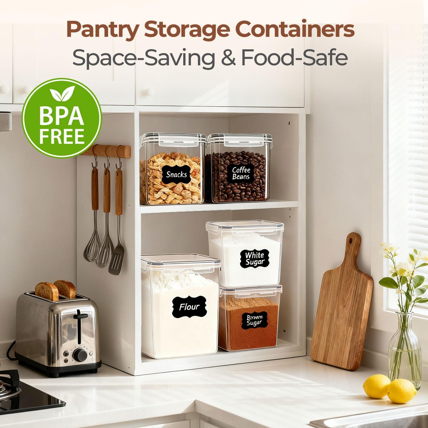 ComSaf Storage Containers Set of 3 Square 5.2L + 2.5L x 2 Airtight Food