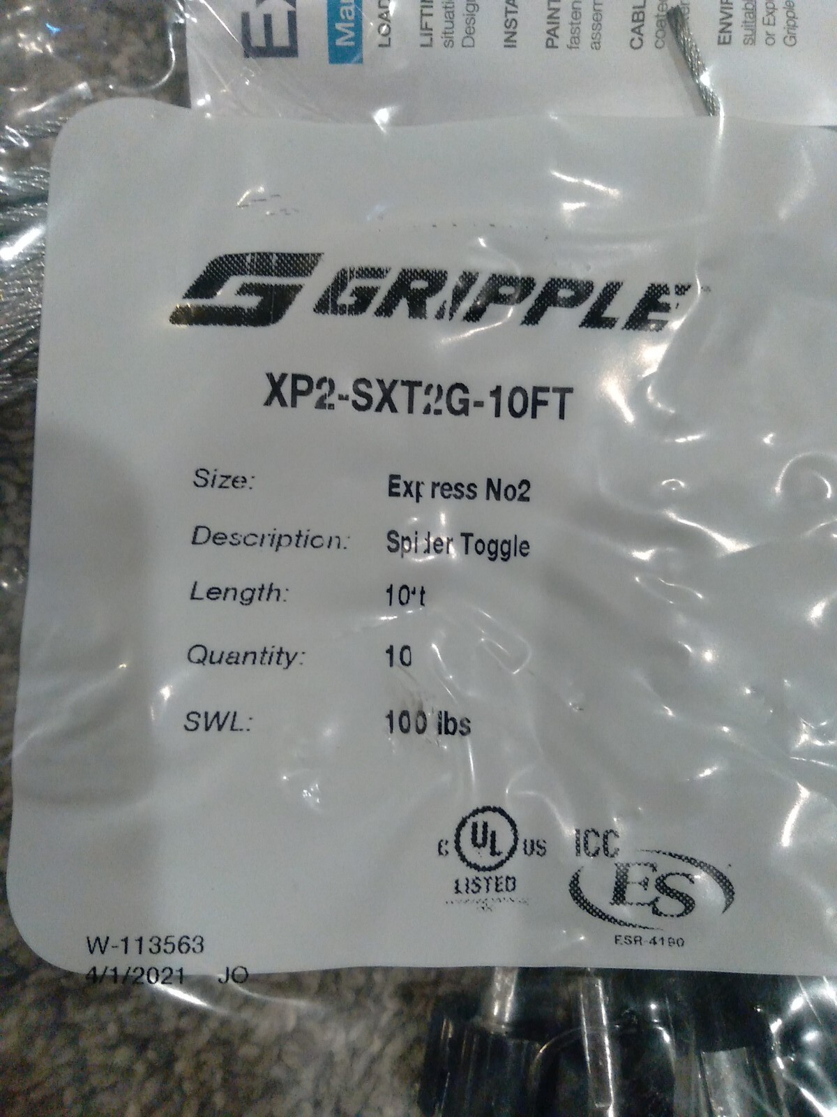 Gripple Express No2 XP2-SXT2G-10FT Spider Toggle Pack of 10 each NEW
