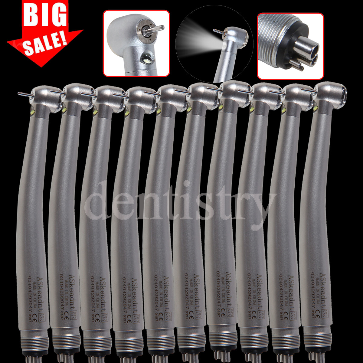 Pieza de mano LED turbina alta velocidad fibra óptica dental estilo NSK 4 Holes