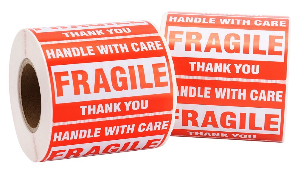 2 Rolls 2×3 500/Roll Fragile Shipping Labels Handle with Care Thank You Stickers