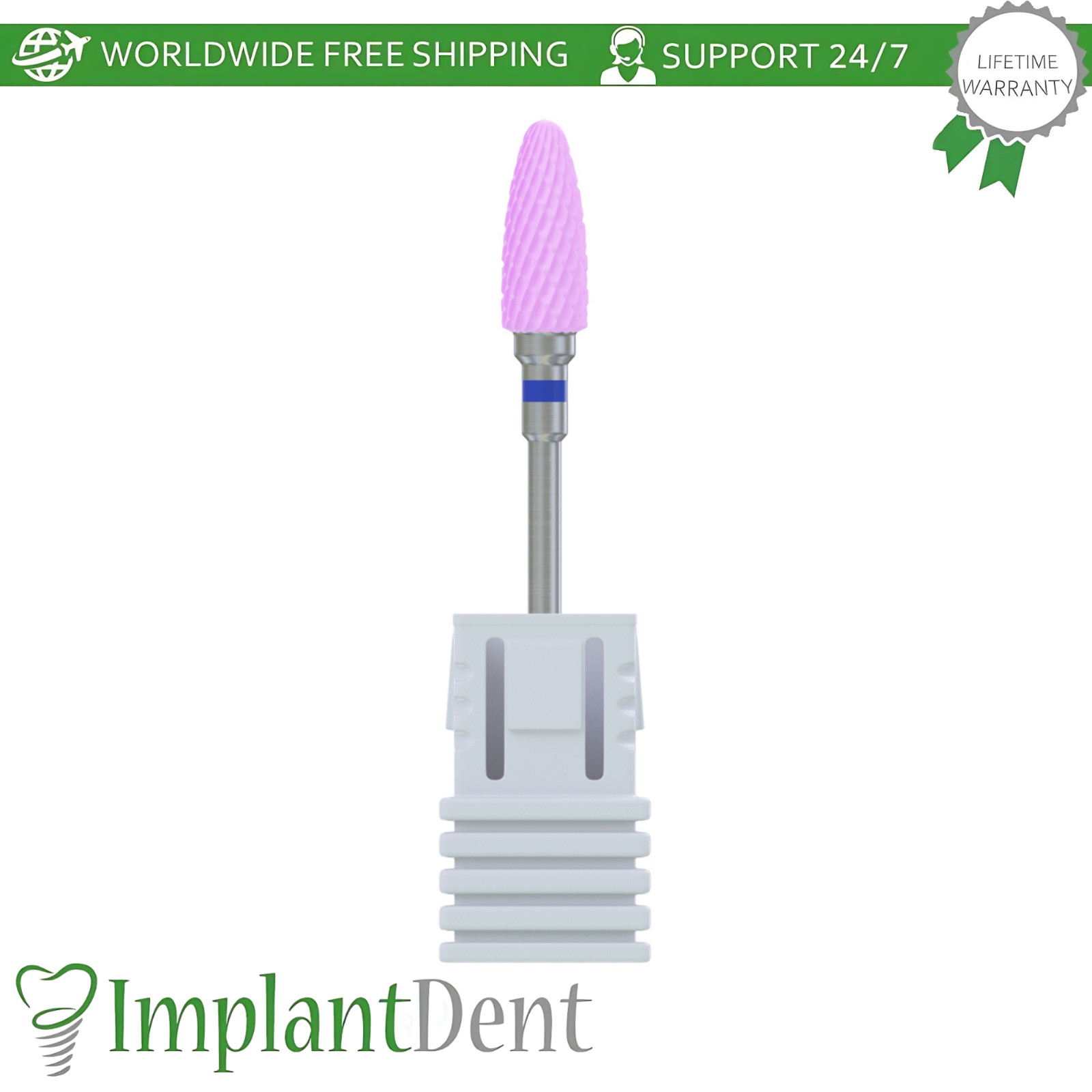 Dental Zirconia Bur Standard Grit Pink Cross Cut Cone 6420501 Ø6.0mm x 14.5mm