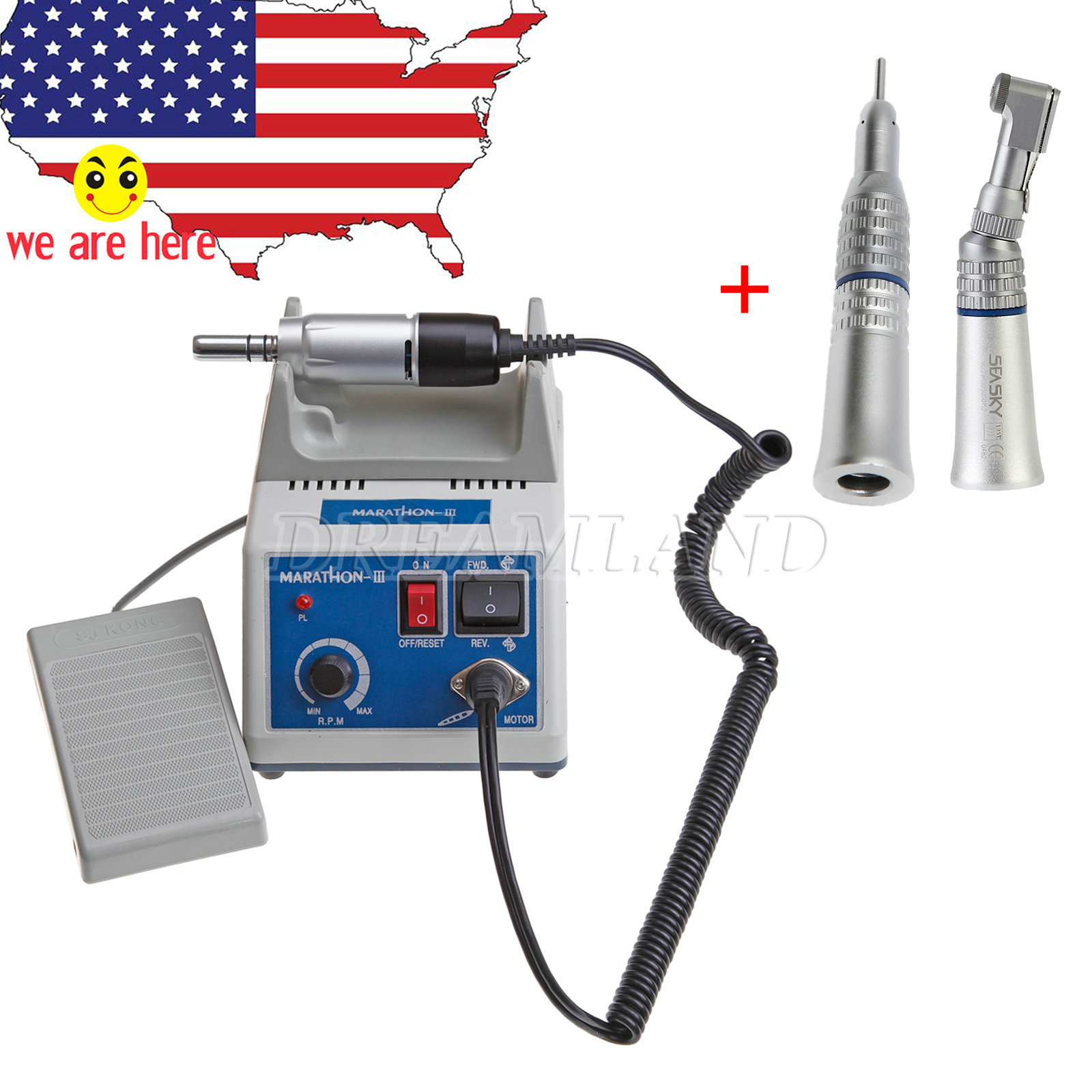 Lab Marathon Electric Micro Motor w/Slow Low Speed Handpiece 35K/35,000 r.p.m.