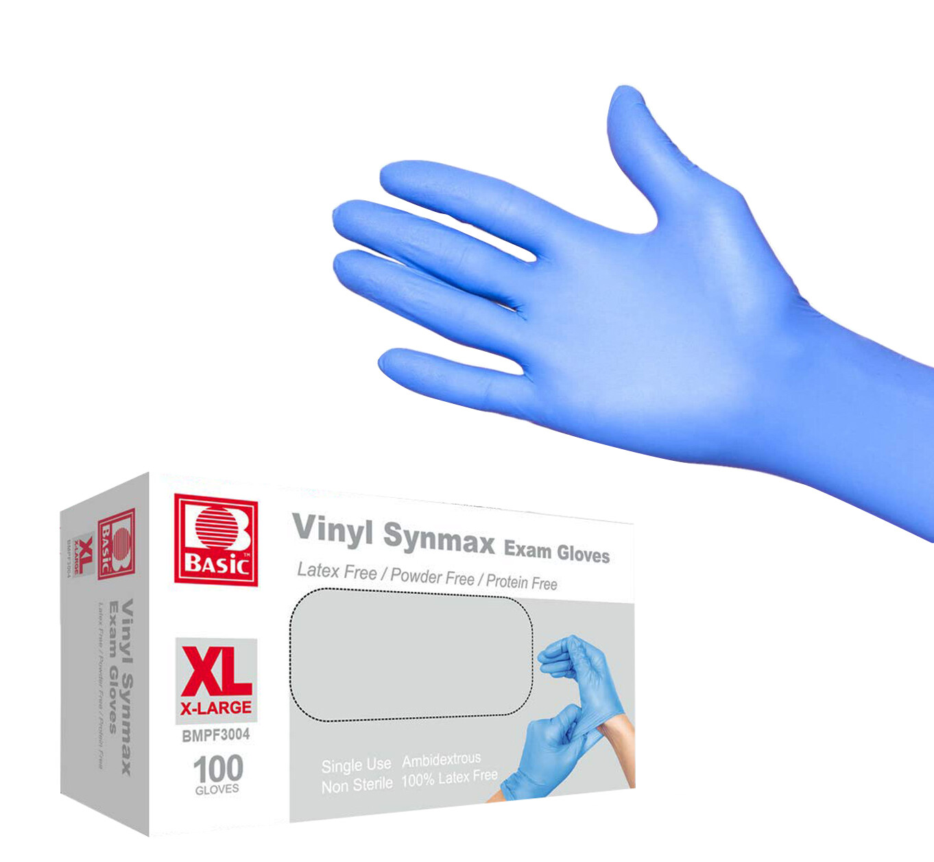 Basic 1000 PCS Blue Vinyl Exam Gloves XL-SIZE