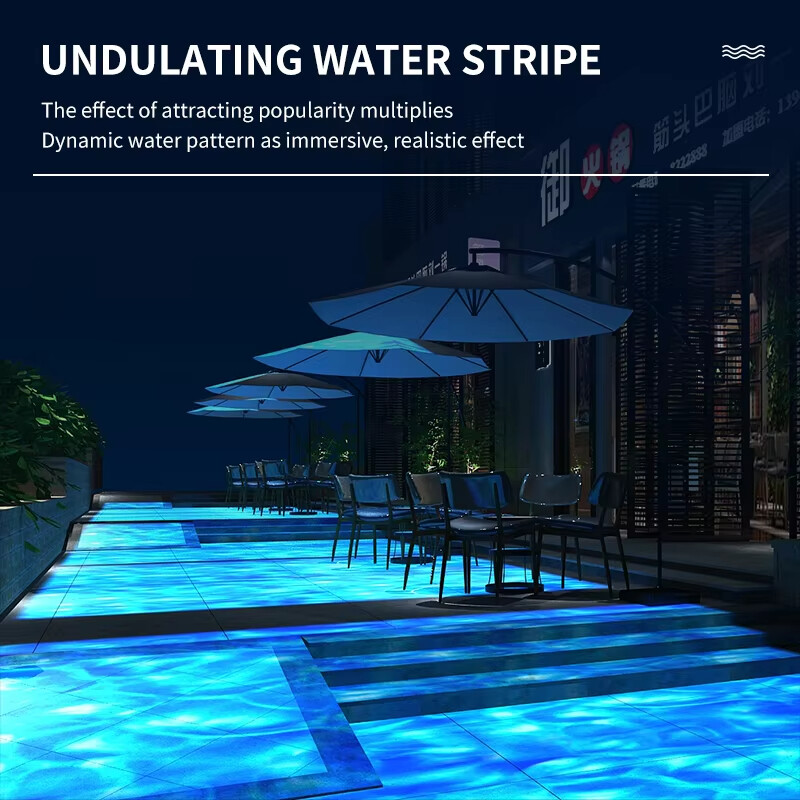 40W-600W 5-Color Cycling IP67 Water Wave Ripple Dynamic GOBO Projection Light