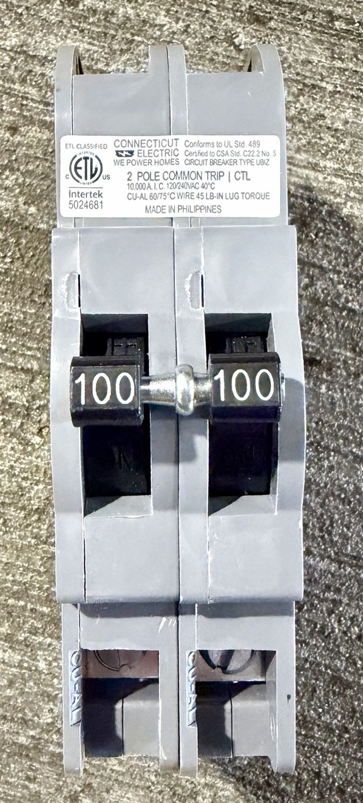 Connecticut Electric UBIZ2100-1 Zinsco 100 Amp 2 Pole Circuit Breaker 120/240V