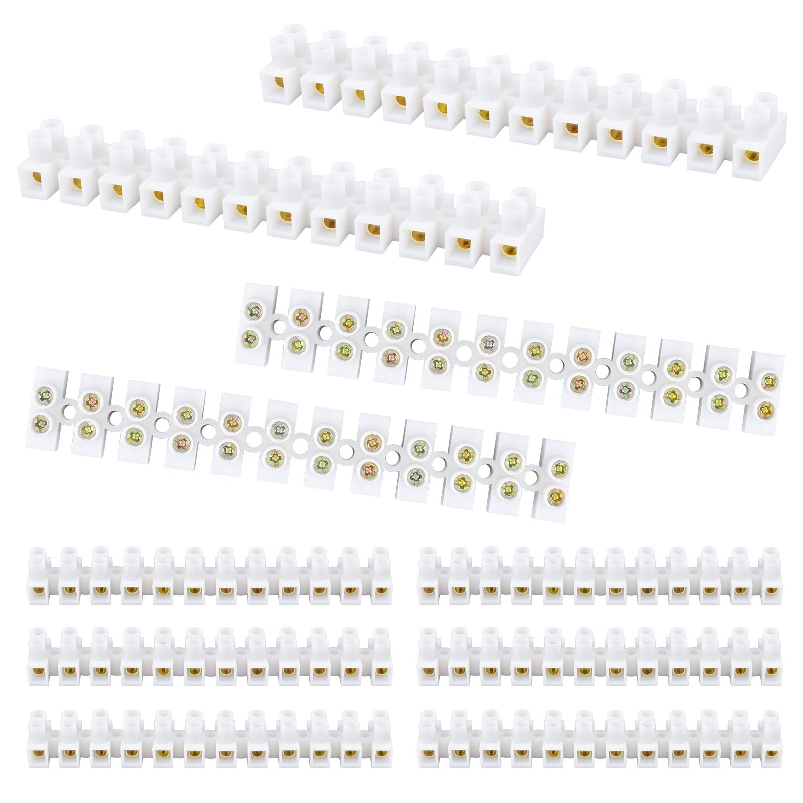 ERKOON 10/20 Pack Terminal Block, 12-Position Dual Row Terminal Strip Screw T…